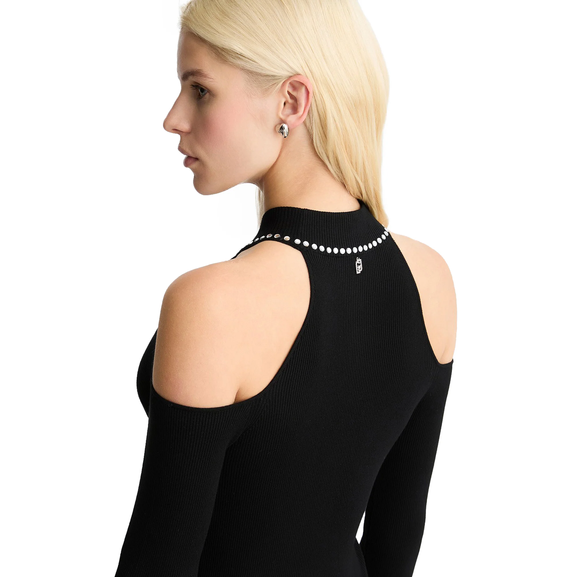 Maglia Donna con borchie su colletto Nero - Image 4