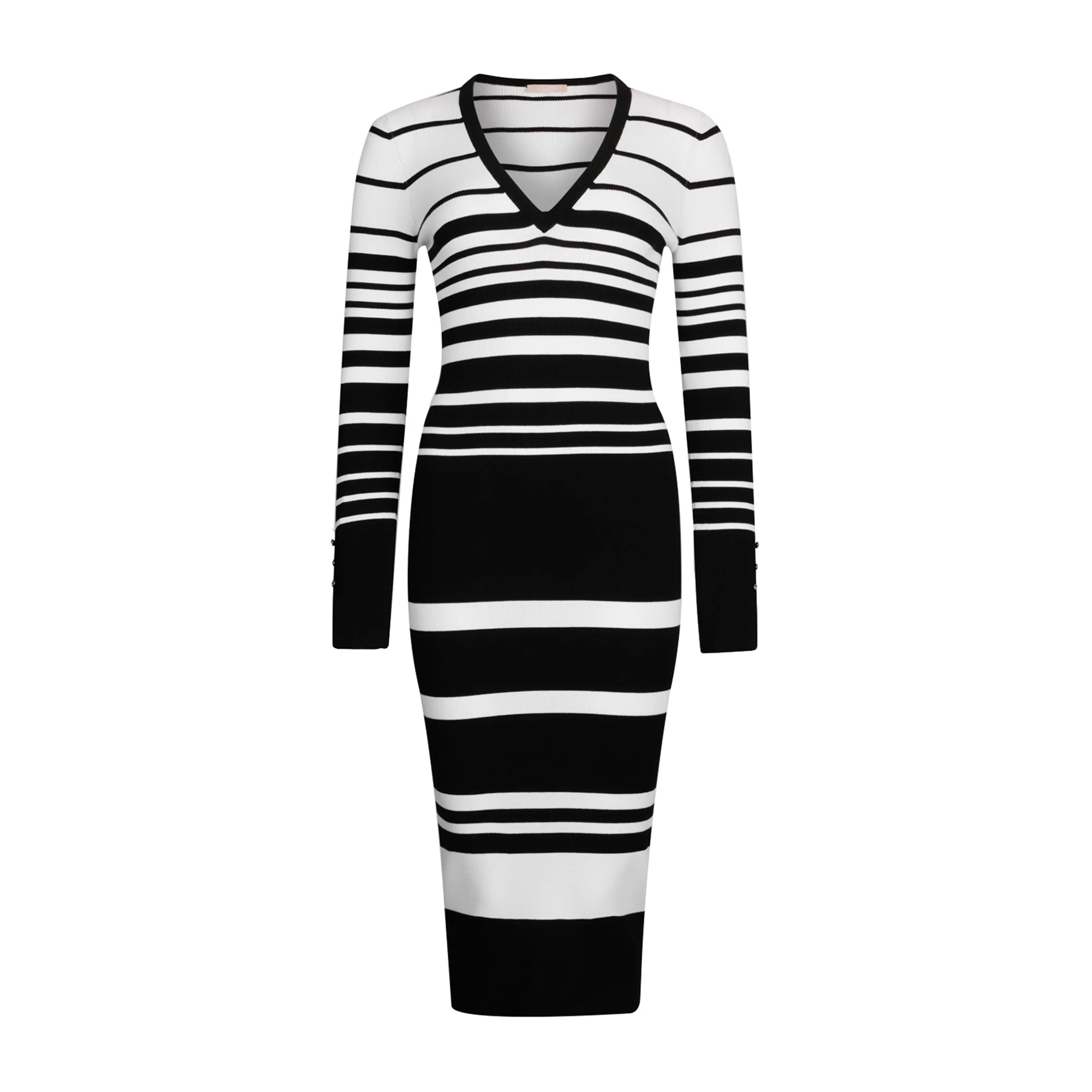 Abito Donna in maglia a righe bianco/nero