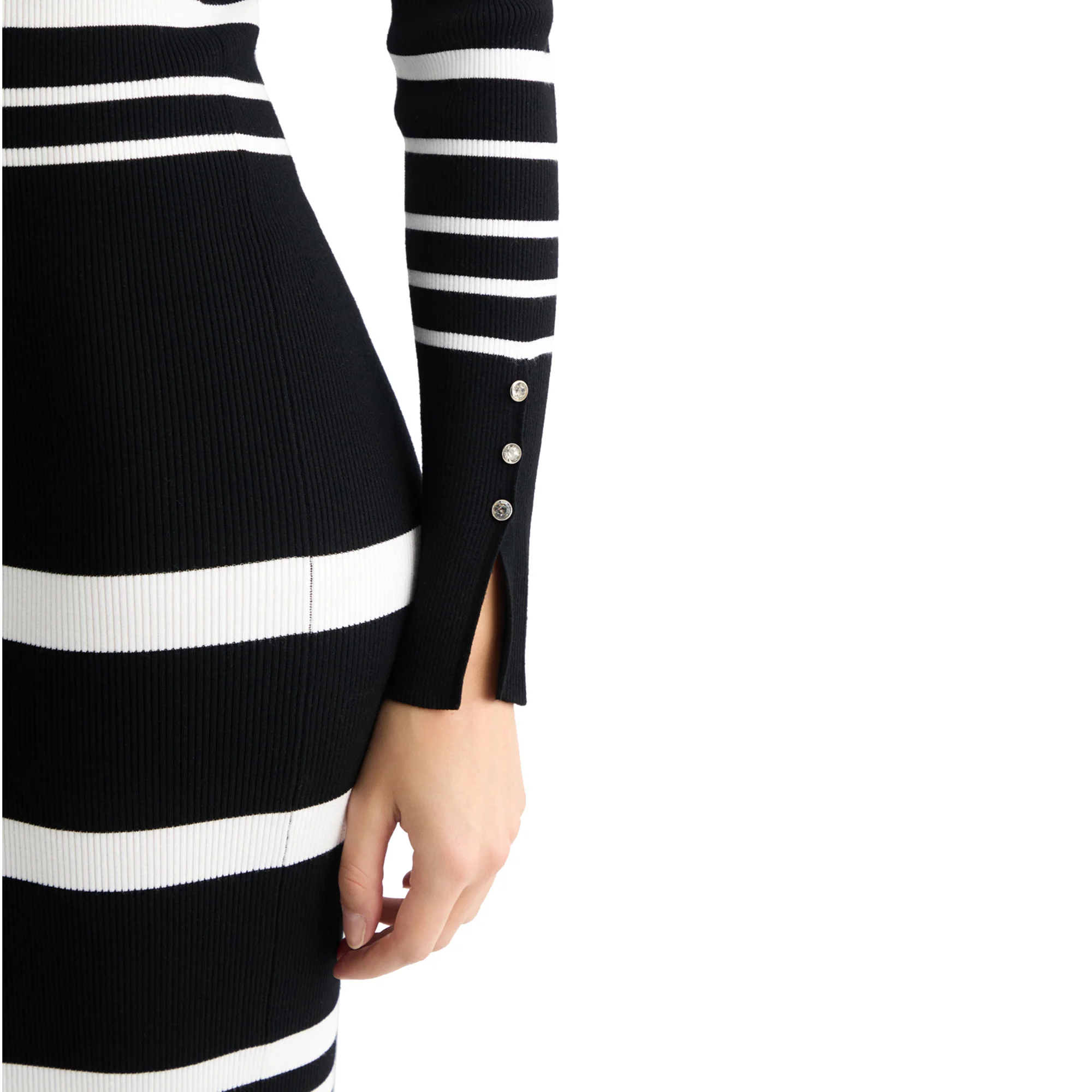 Abito Donna in maglia a righe bianco/nero - Image 4