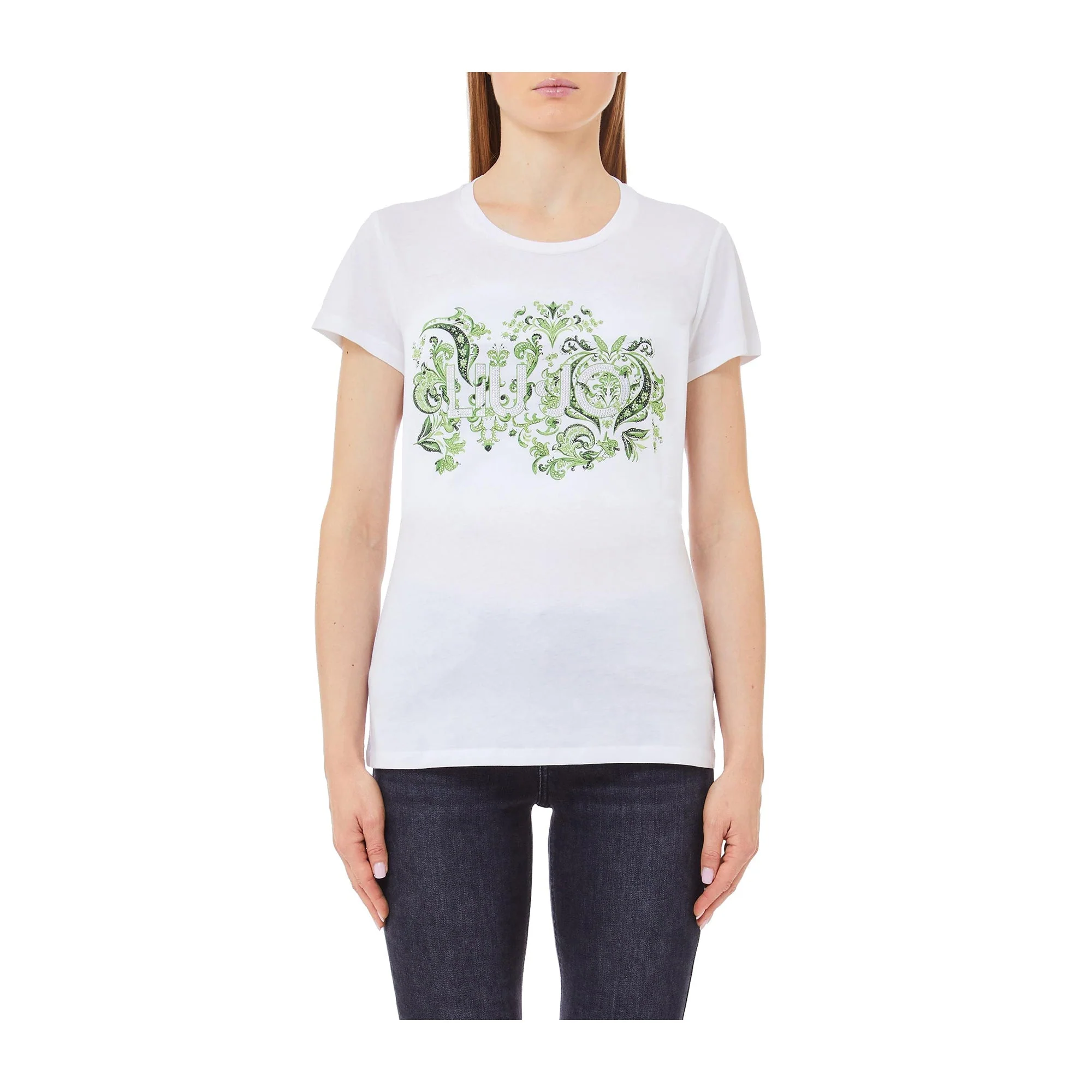 T-shirt Donna slim con stampa verde