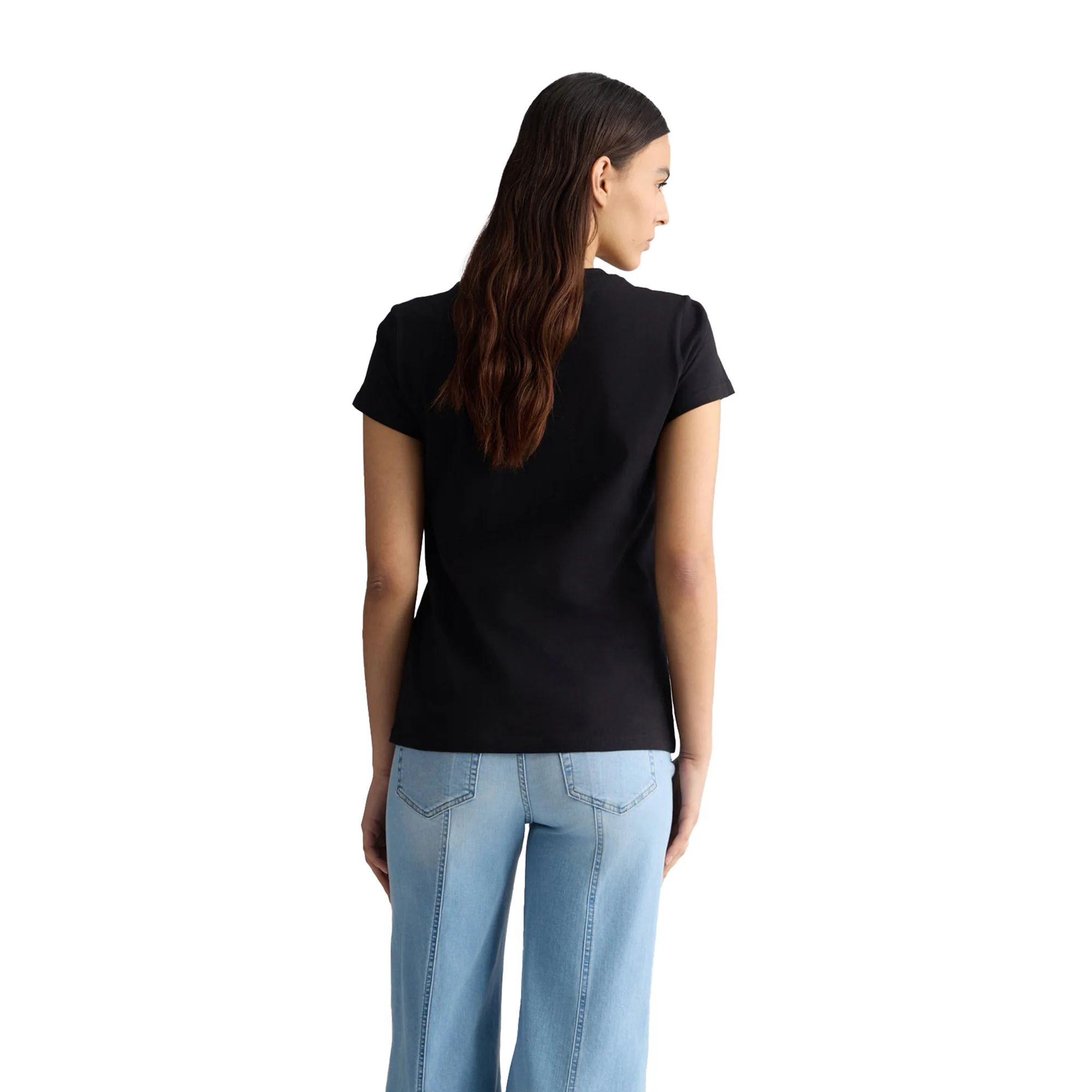 T-shirt Donna nera con stampa animalier - Image 3