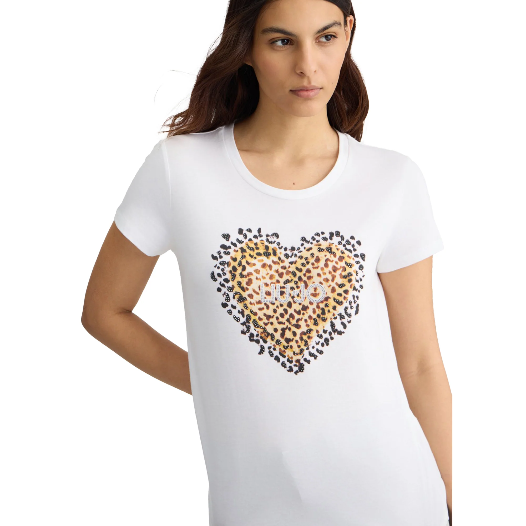 T-shirt Donna Bianca con cuore animalier - Image 4
