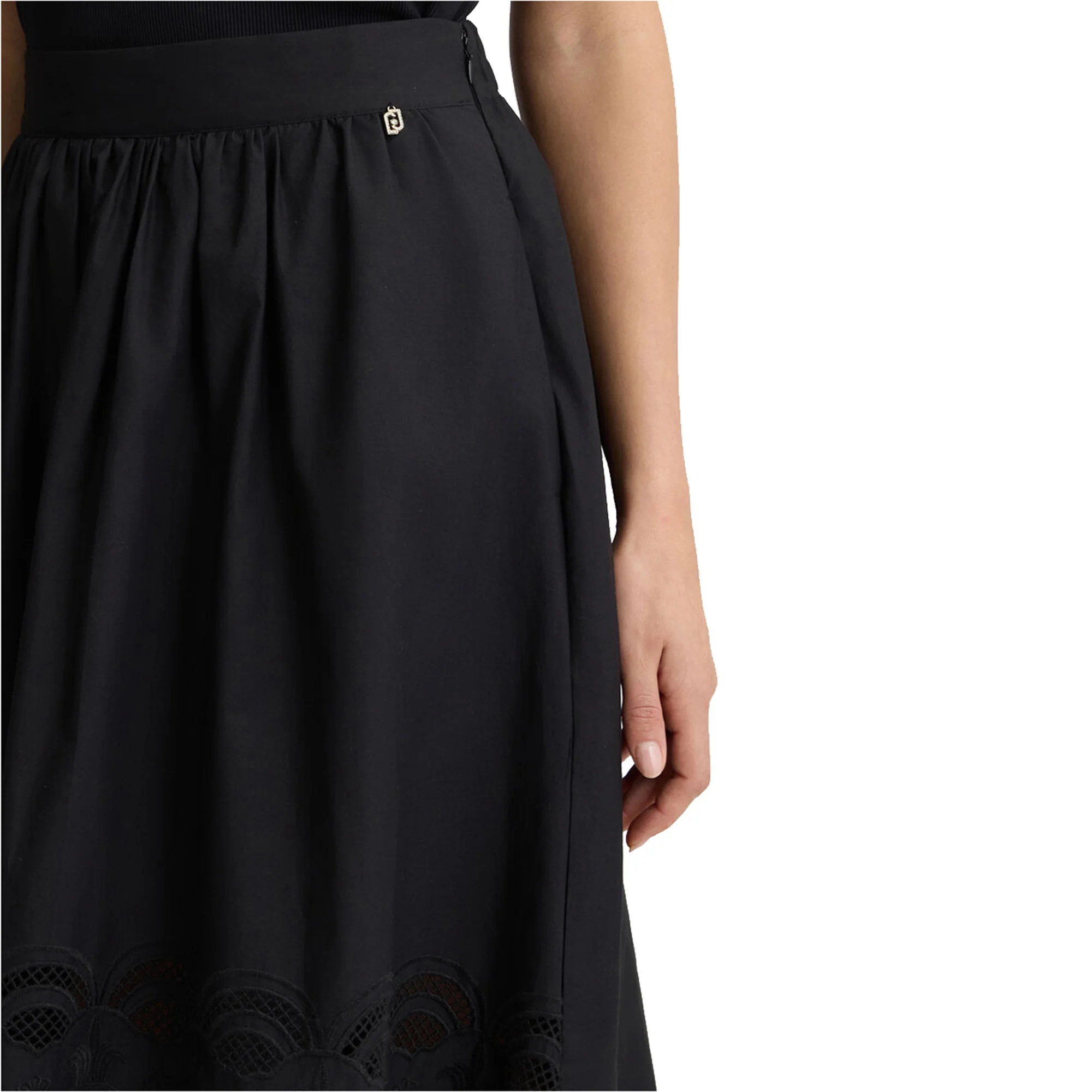 Gonna lunga da donna in cotone nero con ricami - Image 4