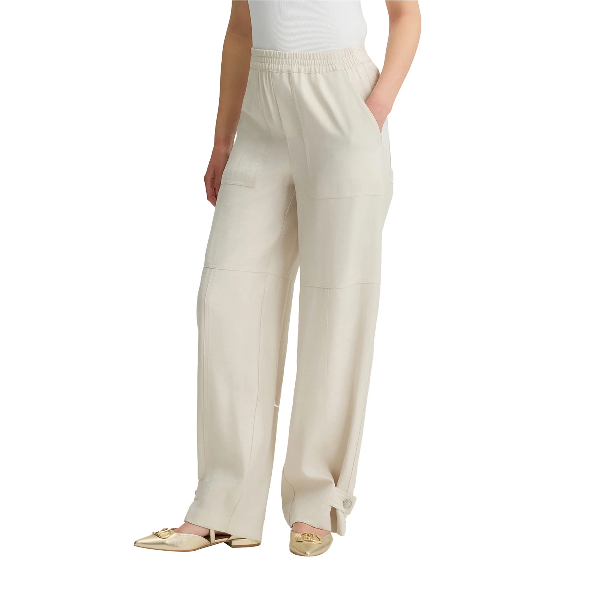 Pantaloni jogging da donna in misto viscosa Beige