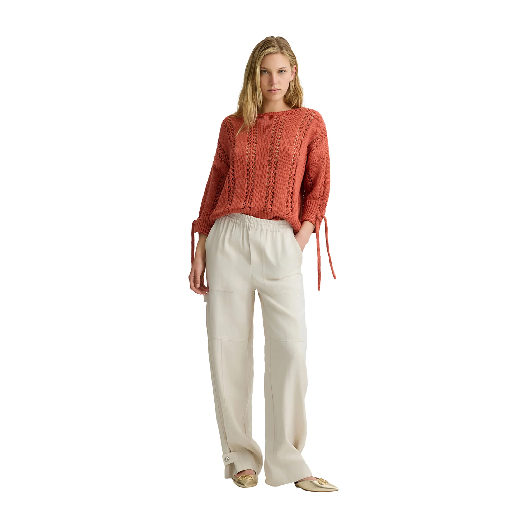 Pantaloni jogging da donna in misto viscosa Beige - Image 4