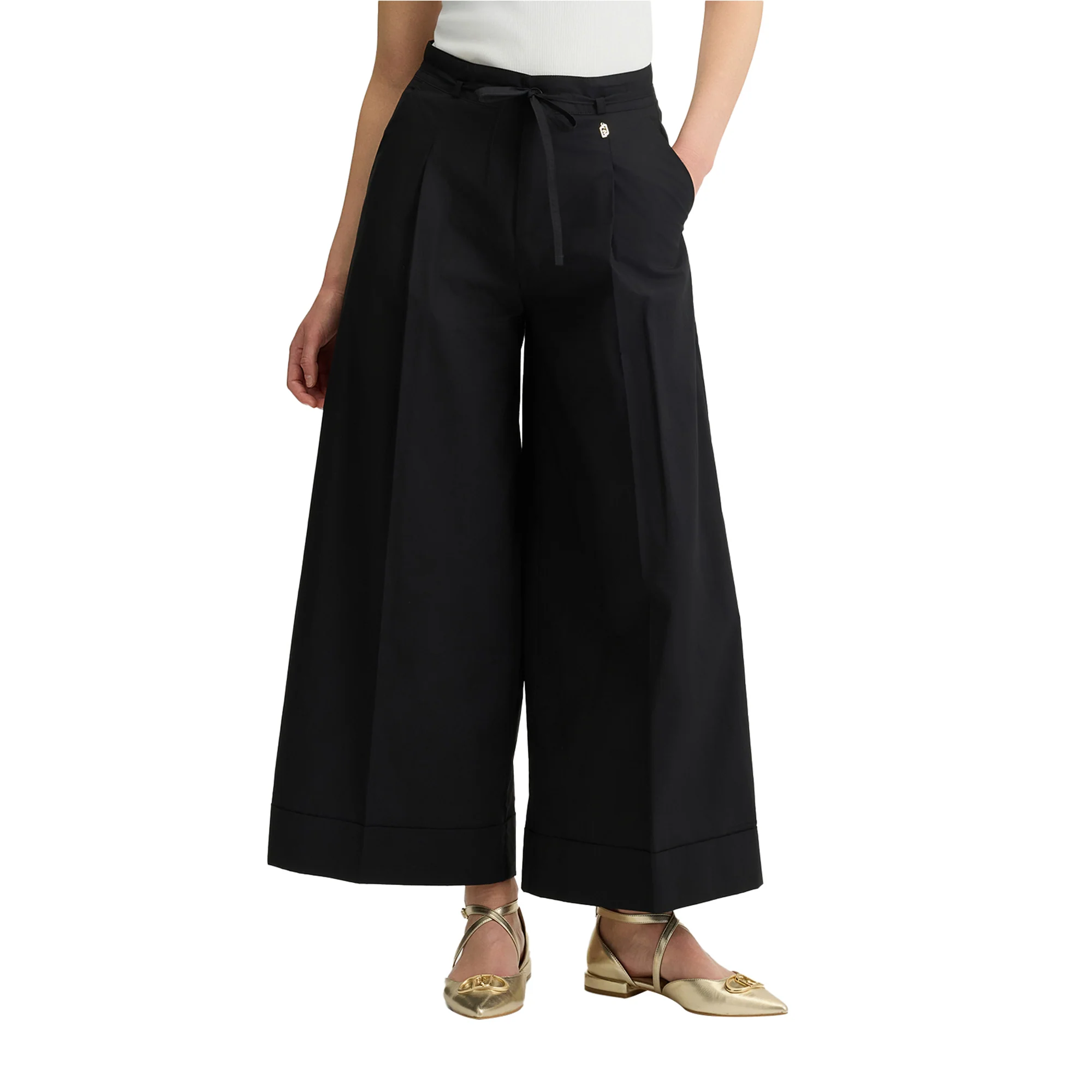 Pantaloni Donna Cropped in cotone nero