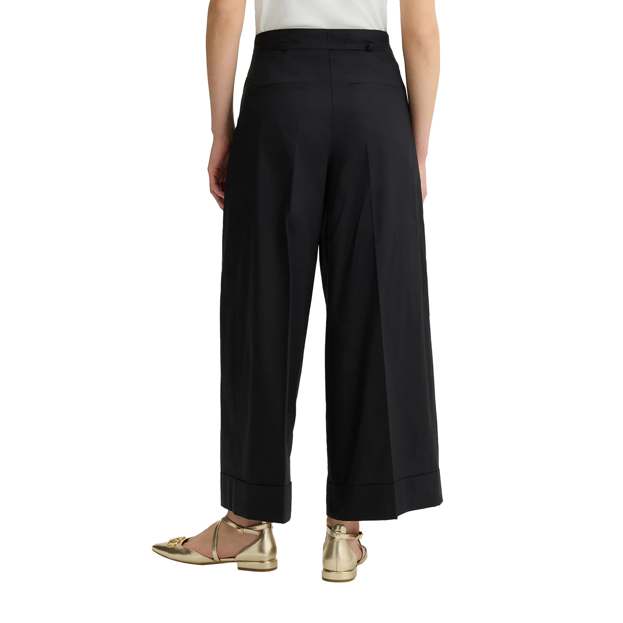 Pantaloni Donna Cropped in cotone nero - Image 2