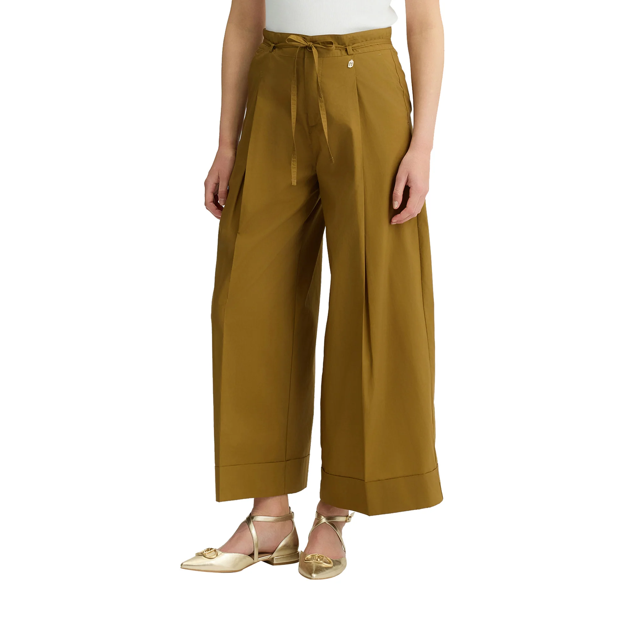 Pantaloni Donna Cropped in cotone marrone