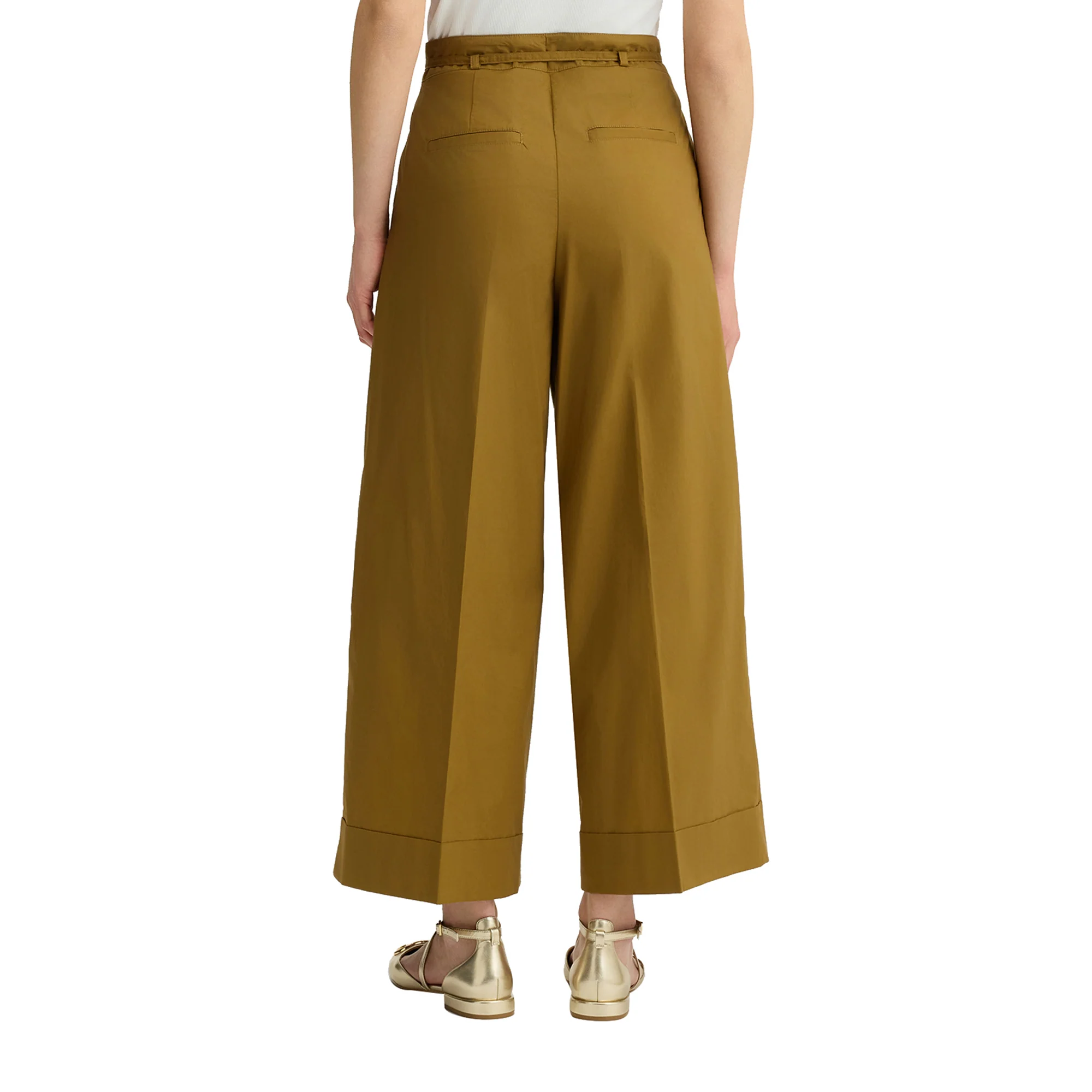 Pantaloni Donna Cropped in cotone marrone - Image 2