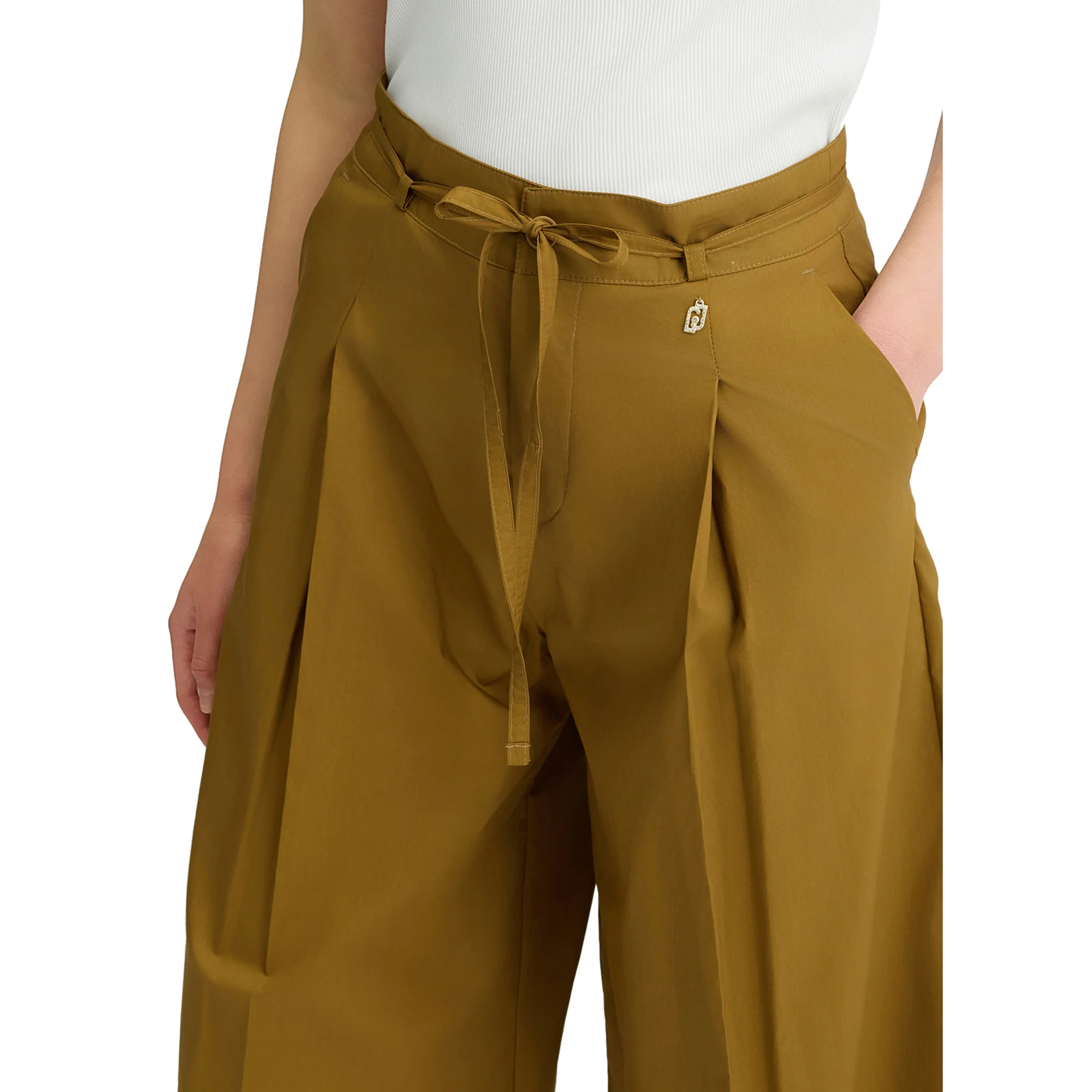 Pantaloni Donna Cropped in cotone marrone - Image 3