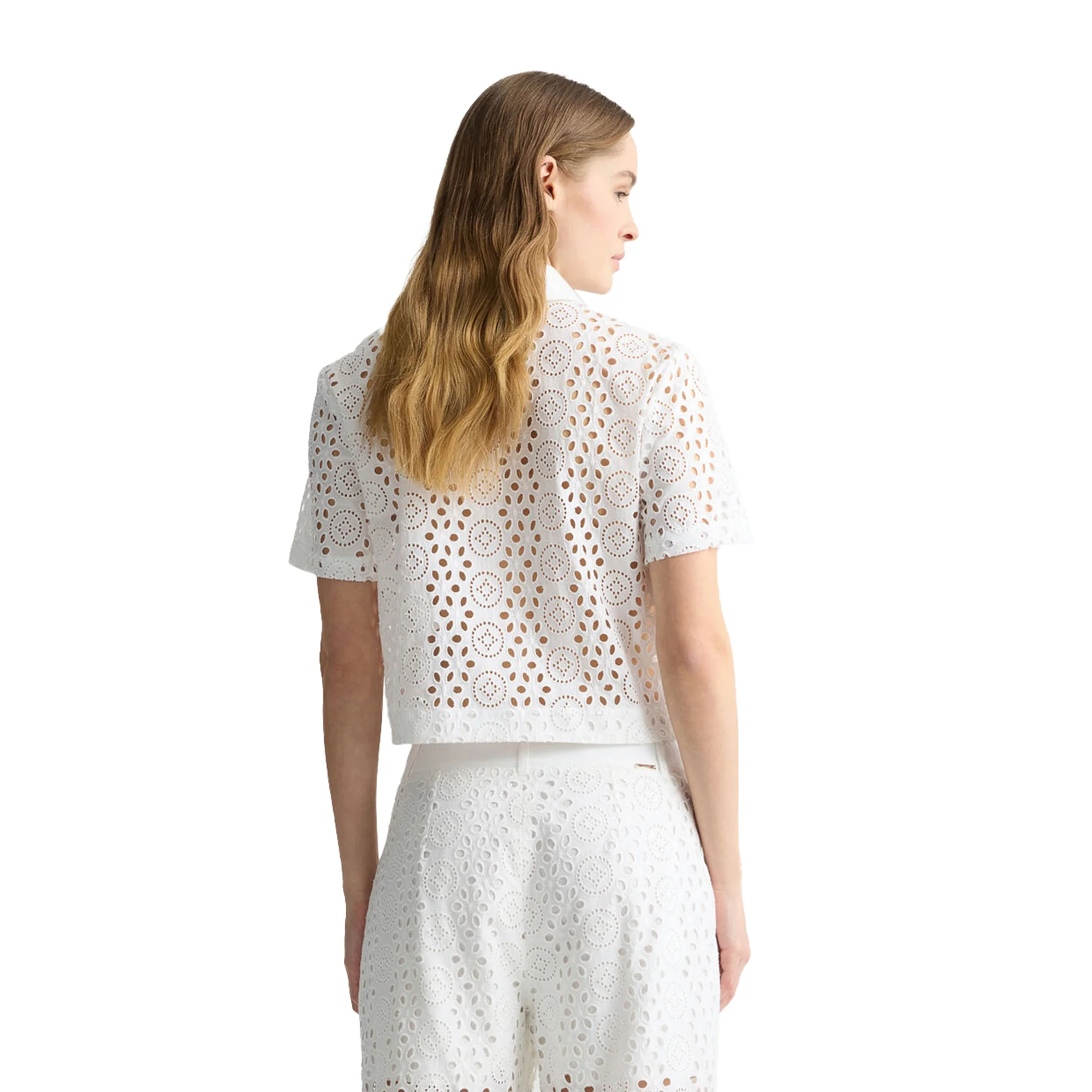 Camicia Donna cropped con ricami bianco - Image 3