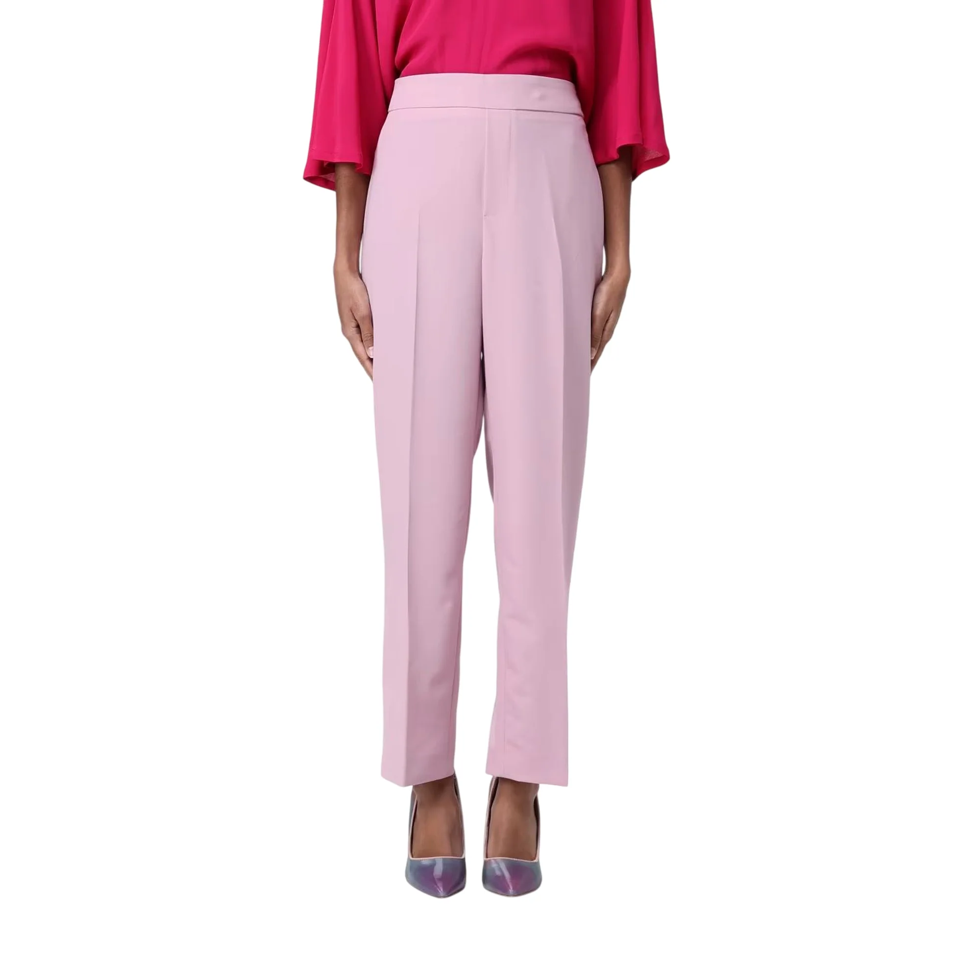 Pantaloni Donna cropped in viscosa stretch rosa