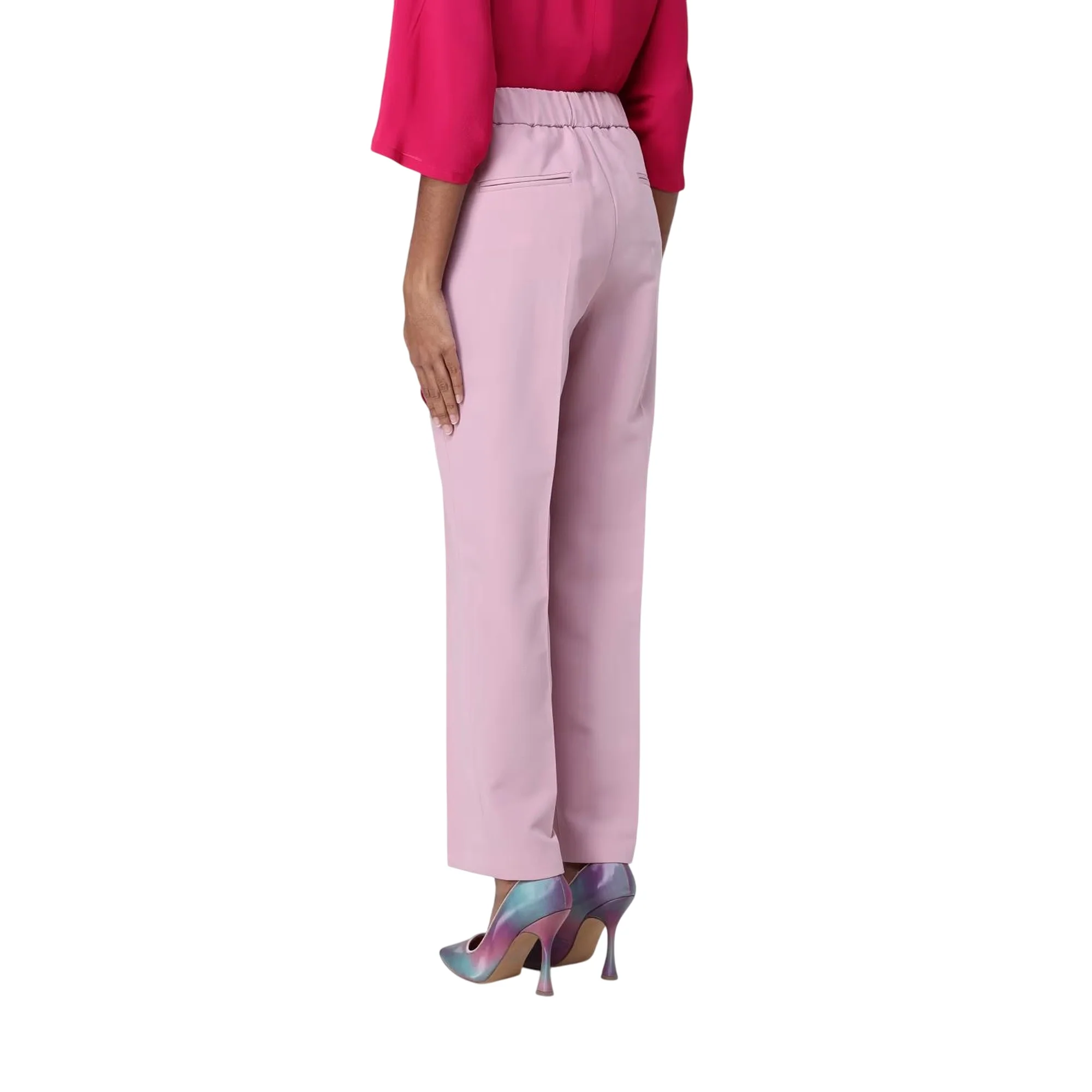 Pantaloni Donna cropped in viscosa stretch rosa - Image 2