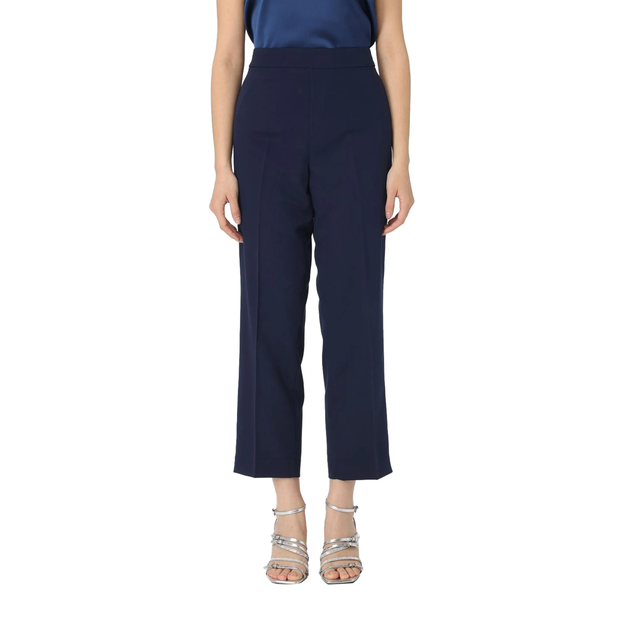 Pantaloni Donna cropped in viscosa stretch Blu