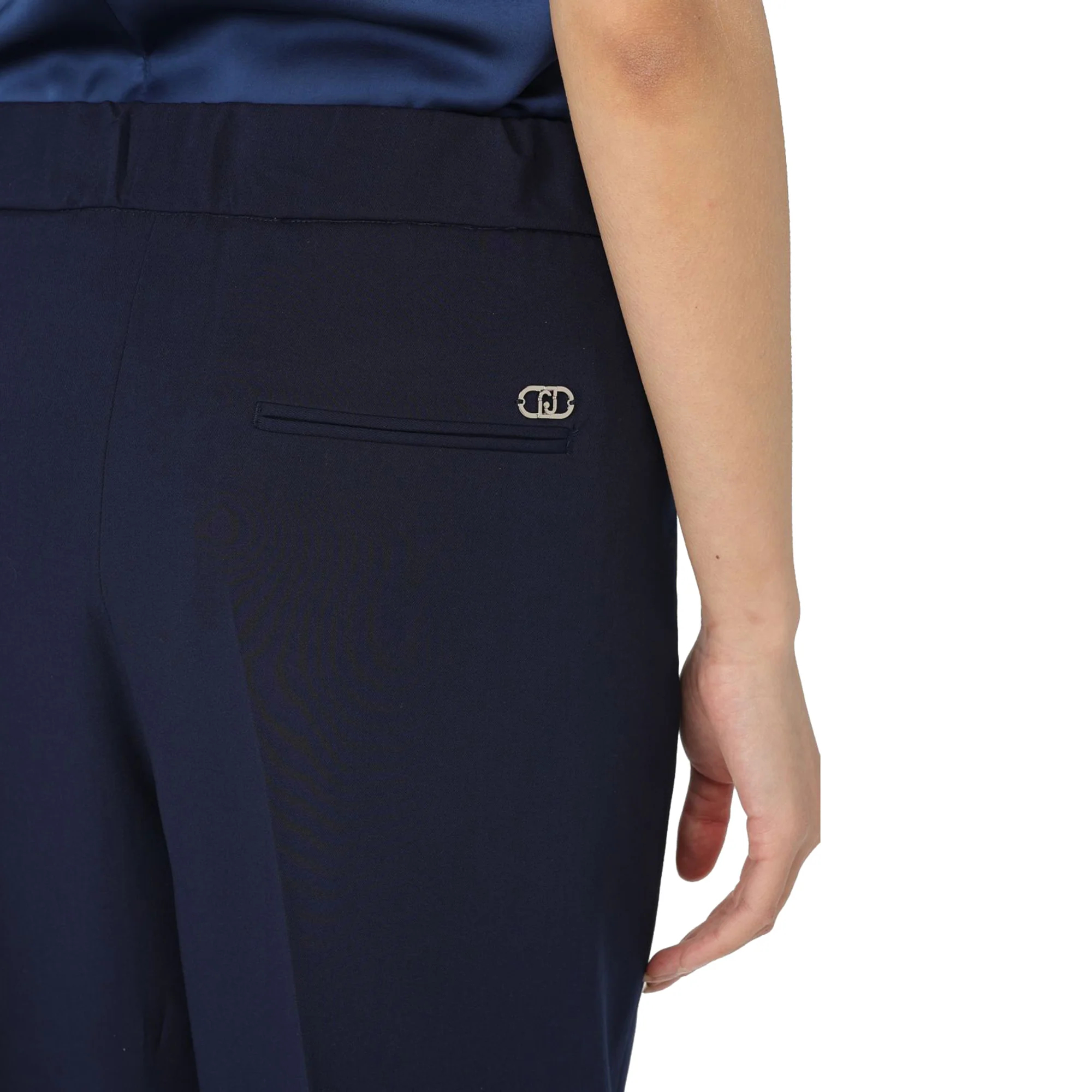 Pantaloni Donna cropped in viscosa stretch Blu - Image 3