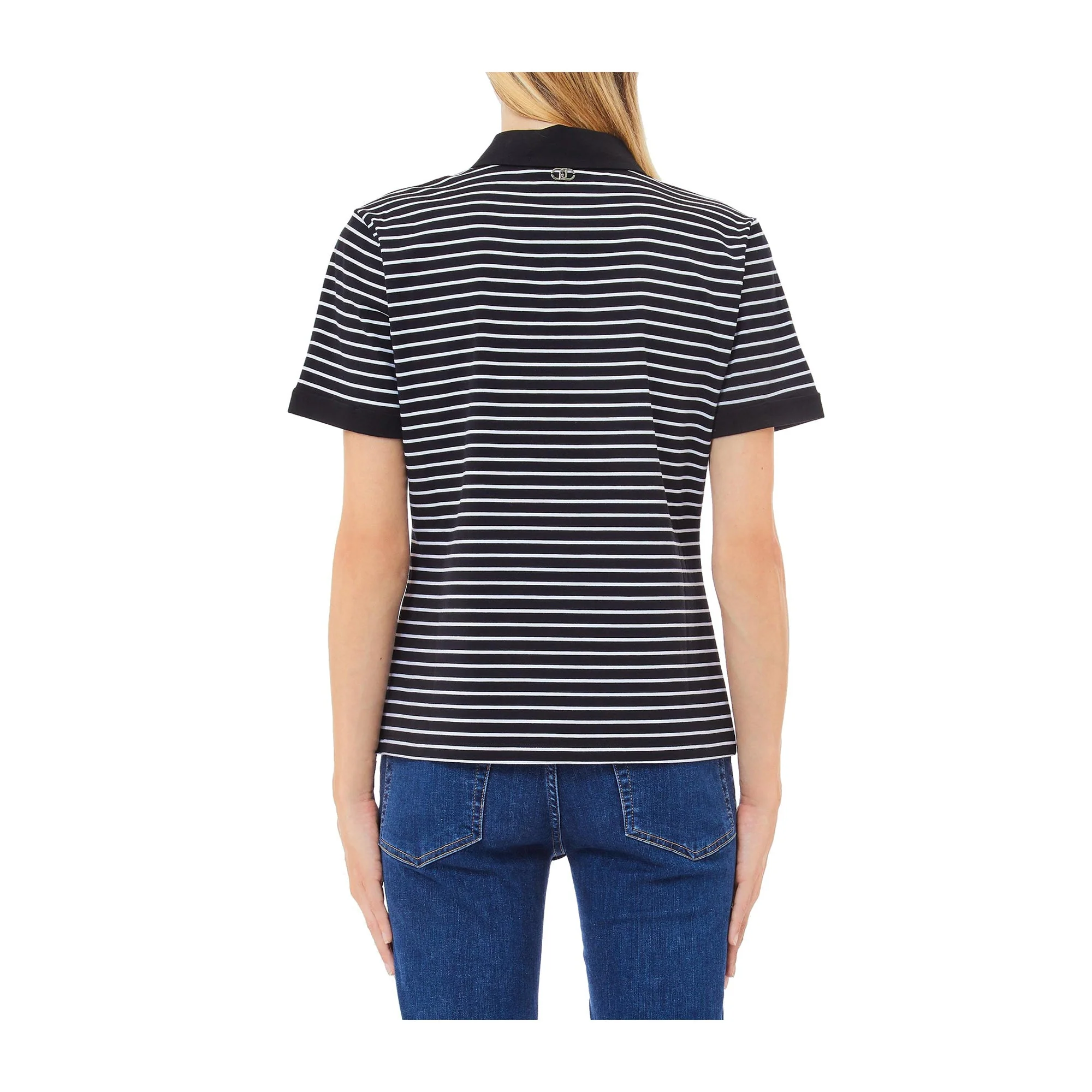 Polo Donna a righe con scollo a goccia - Image 2