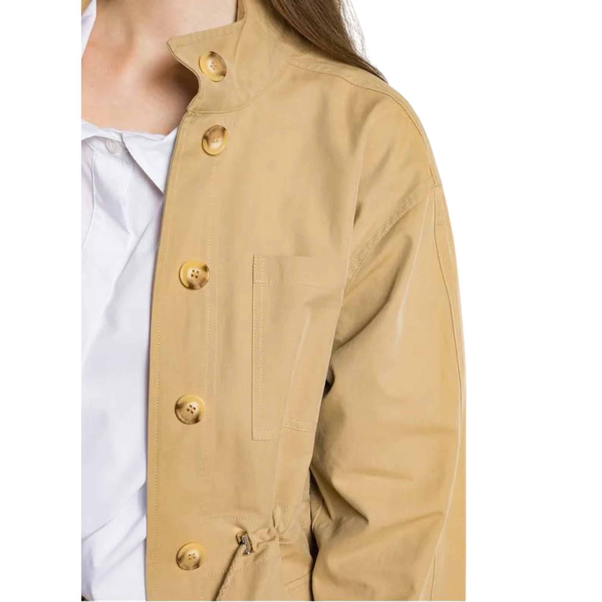 Giacca Donna Beige Collo Alto - Image 3