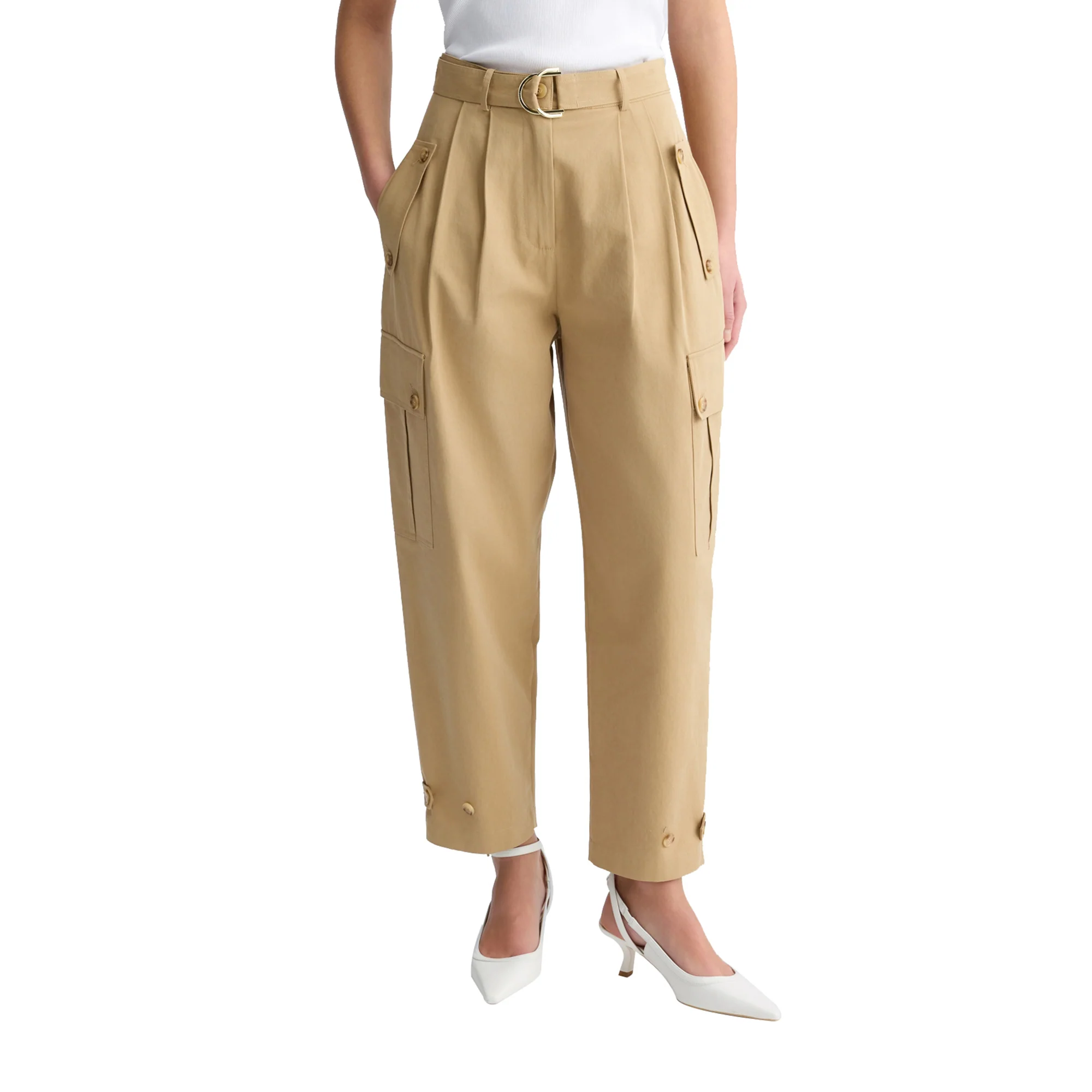 Pantaloni Donna cropped cargo Beige - Image 2