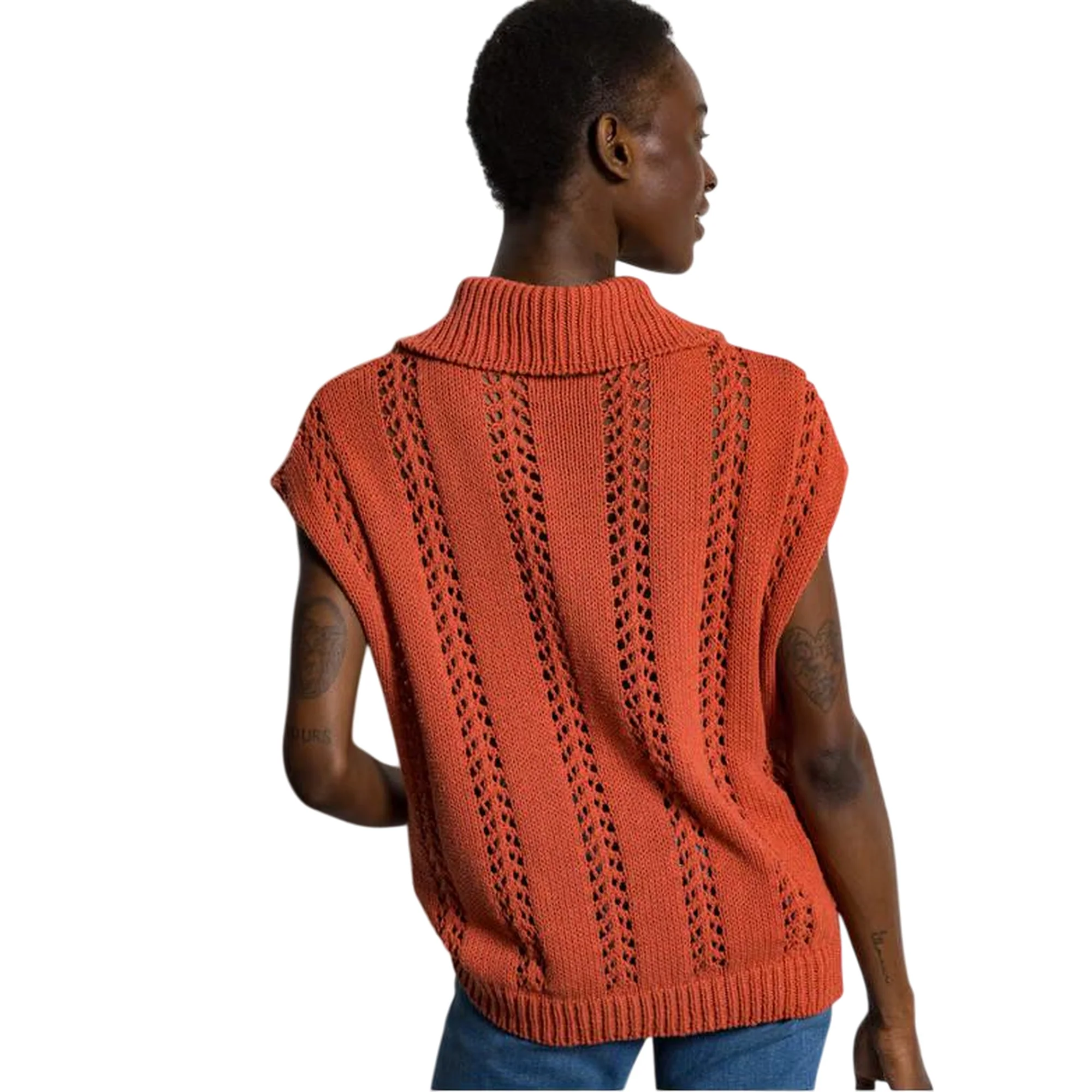 Maglia Donna in cotone crochet Rosso - Image 2