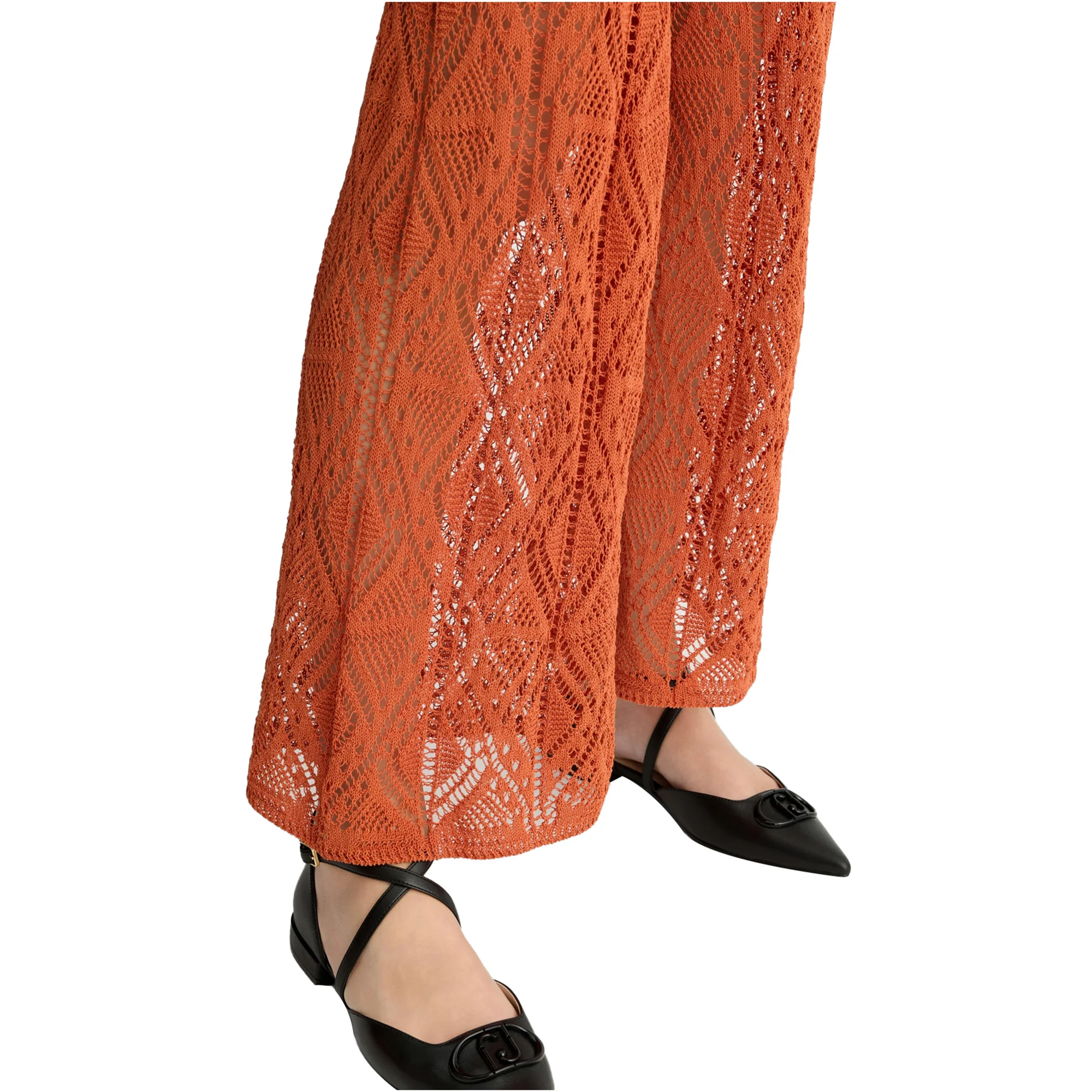 Pantaloni Donna in maglia crochet Arancione - Image 4