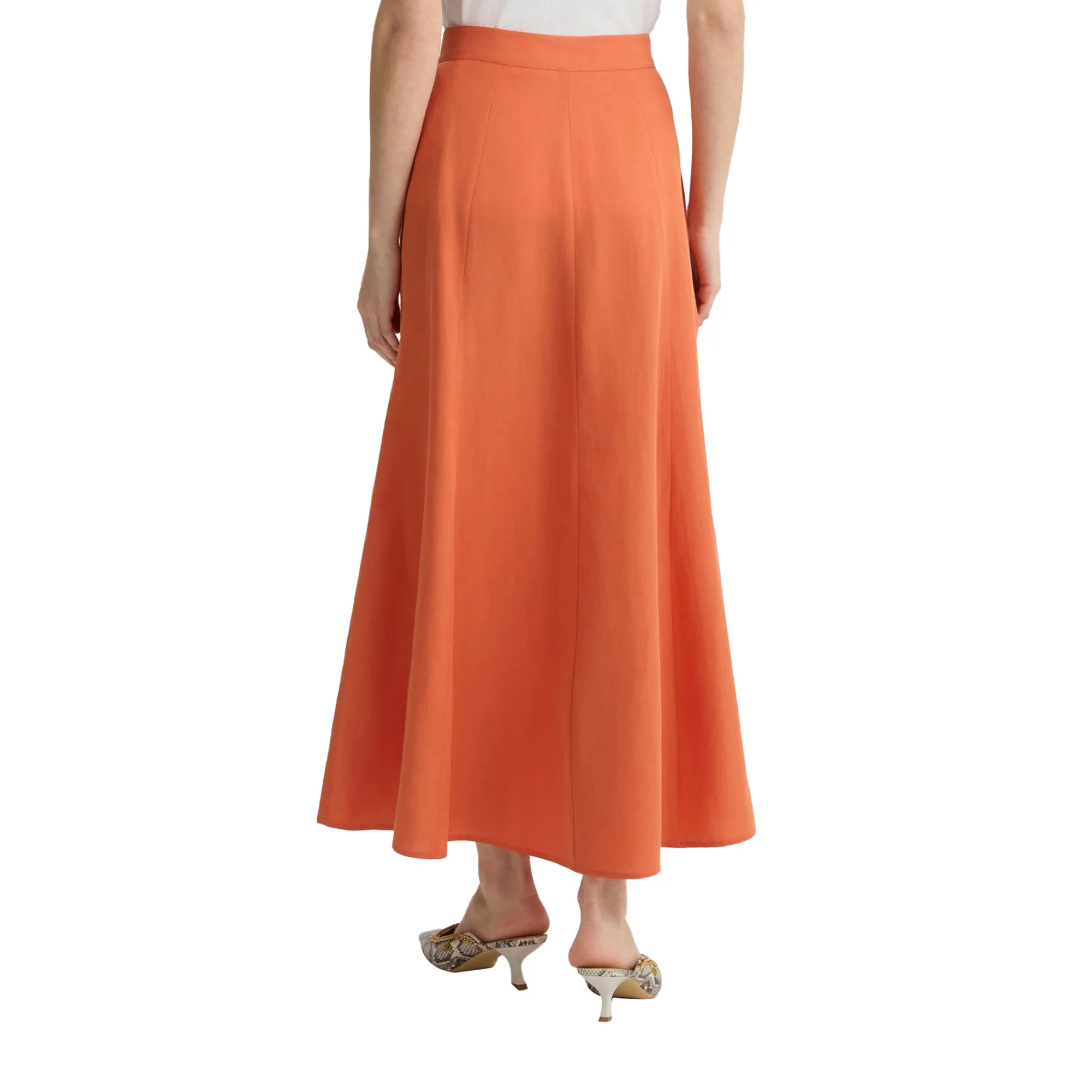 Gonna lunga Donna in misto lino arancione - Image 3
