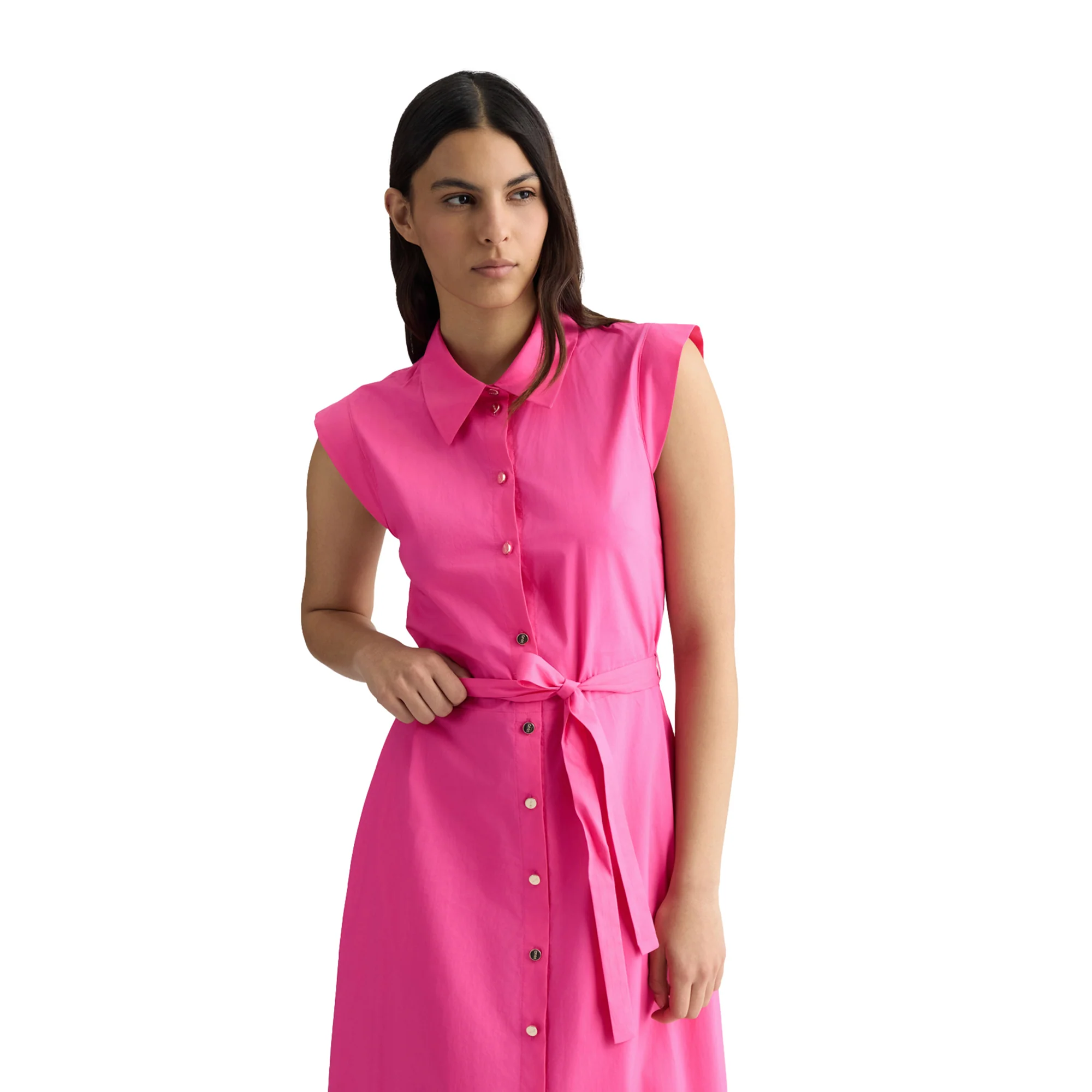 Abito lungo Donna chemisier in popeline Rosa - Image 4
