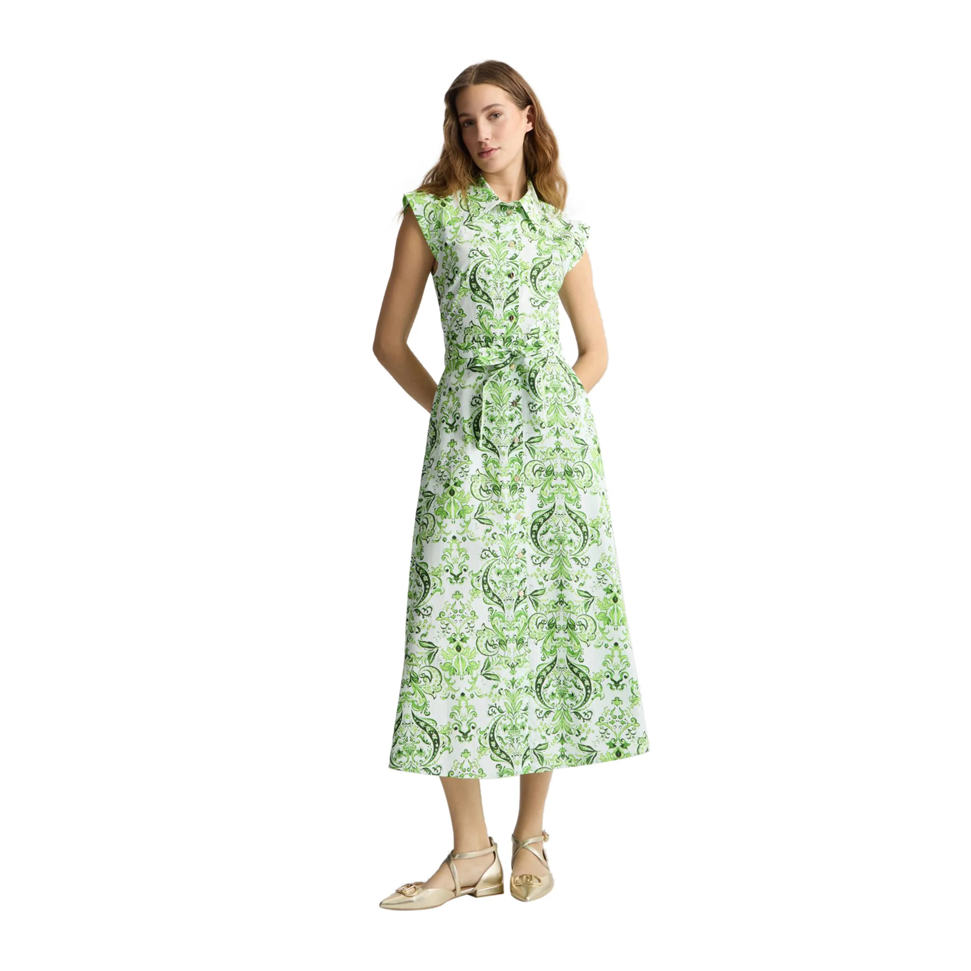 Abito lungo Donna chemisier stampa floreale Verde - Image 2