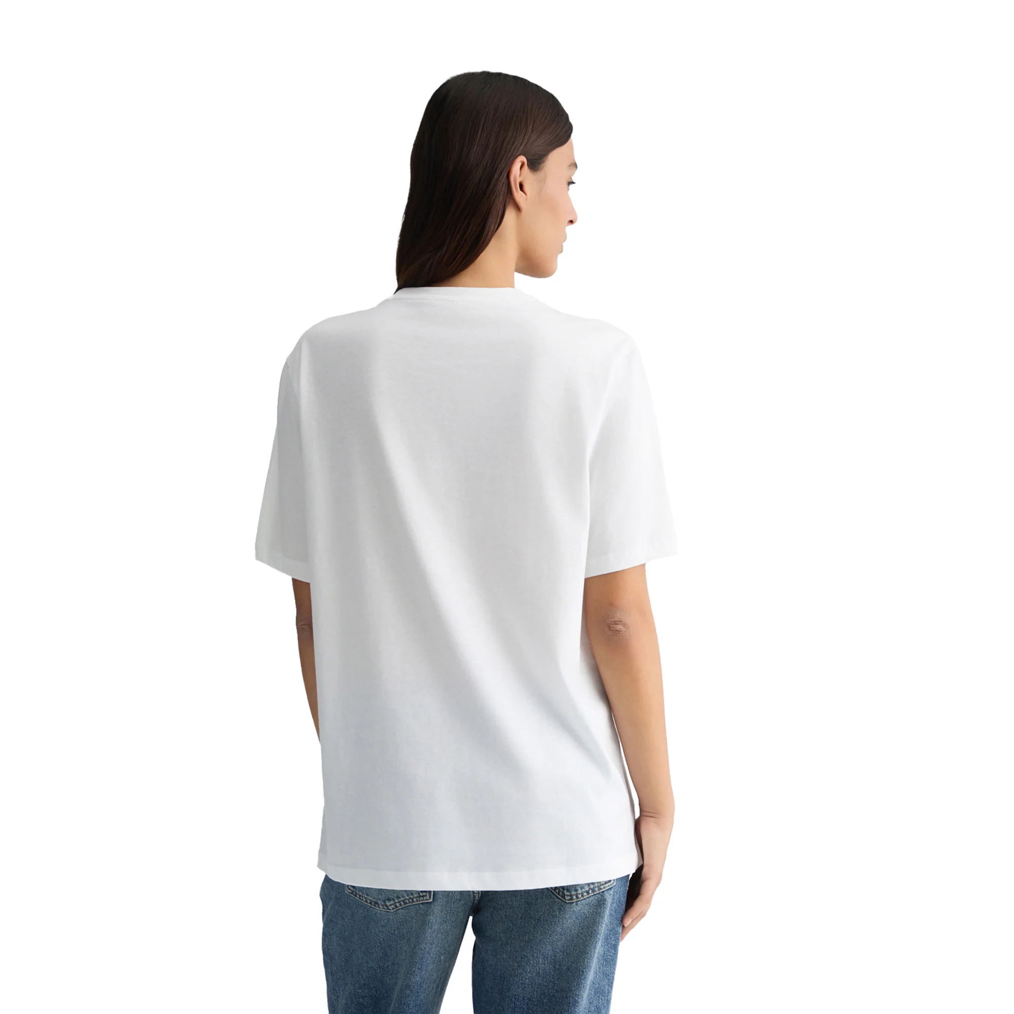 T-shirt Donna con cuore rosa frontale e strass - Image 3