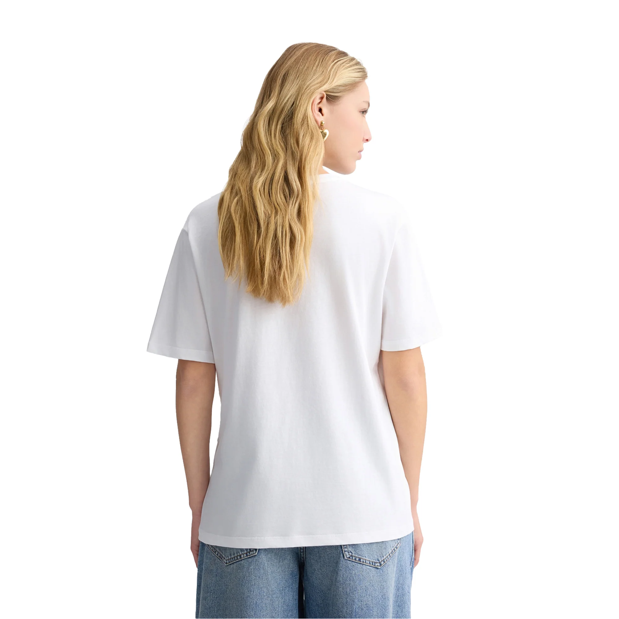 T-shirt Donna con rosa sul petto con strass - Image 3