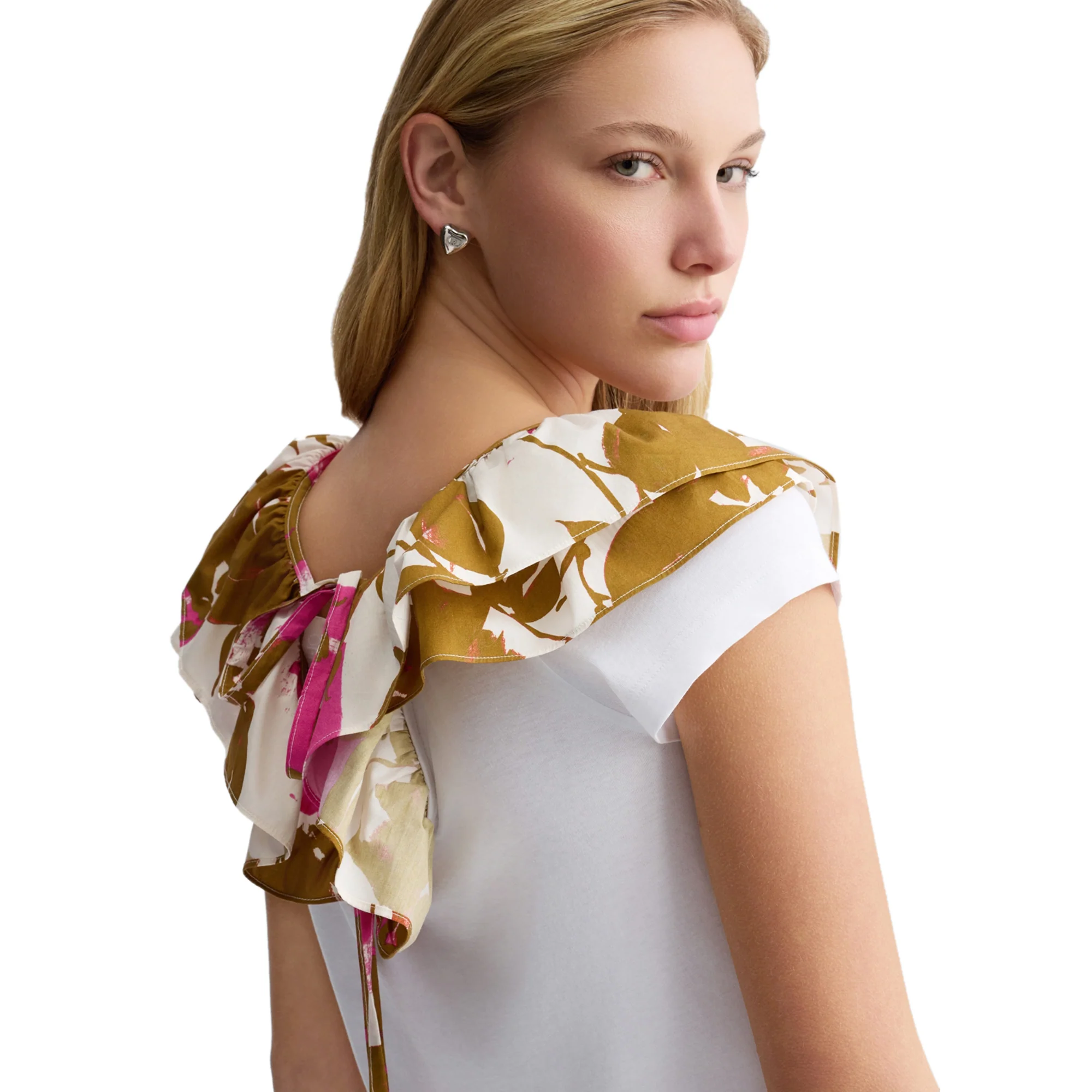 T-shirt Donna con rouches stampata floreale - Image 4