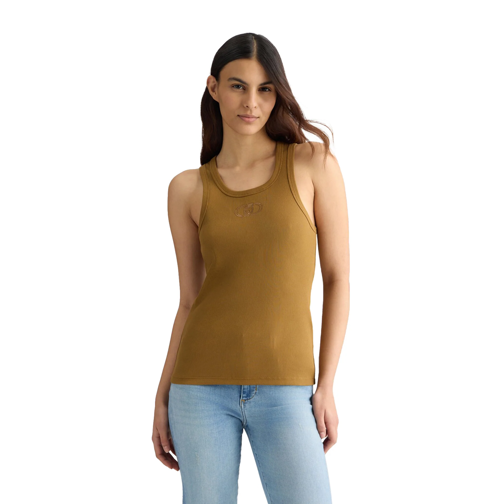 Top Donna in cotone con logo Marrone - Image 2
