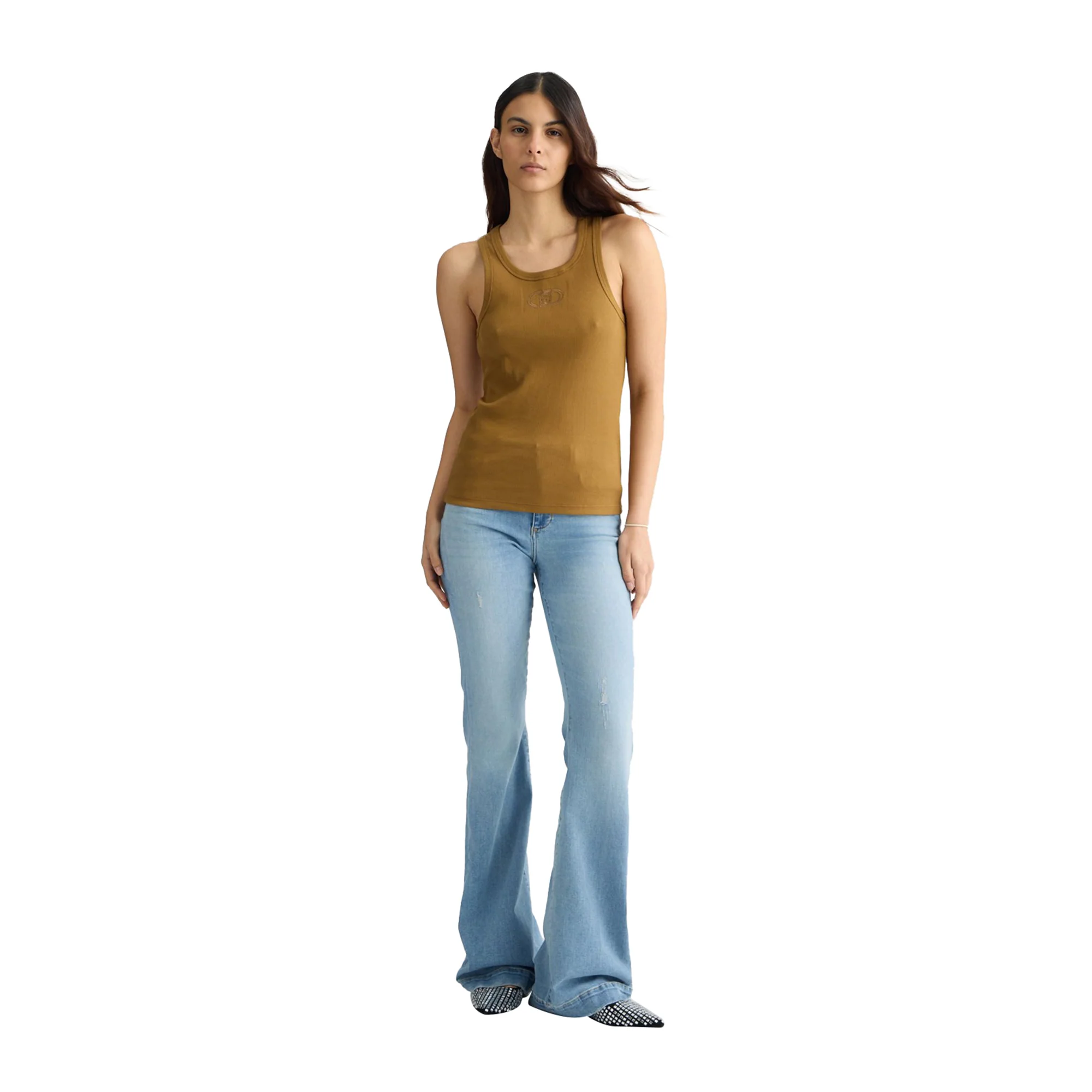 Top Donna in cotone con logo Marrone - Image 5