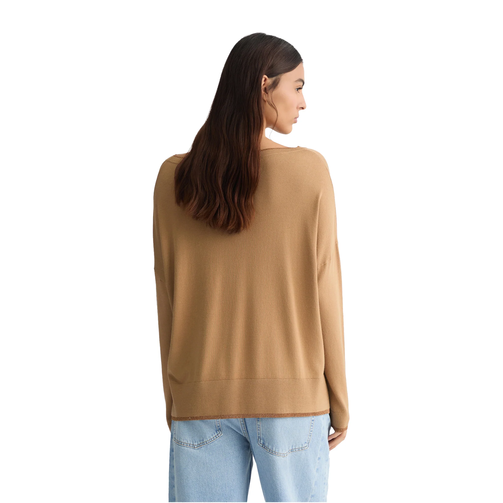 Maglia Donna Beige con interventi in lurex - Image 3