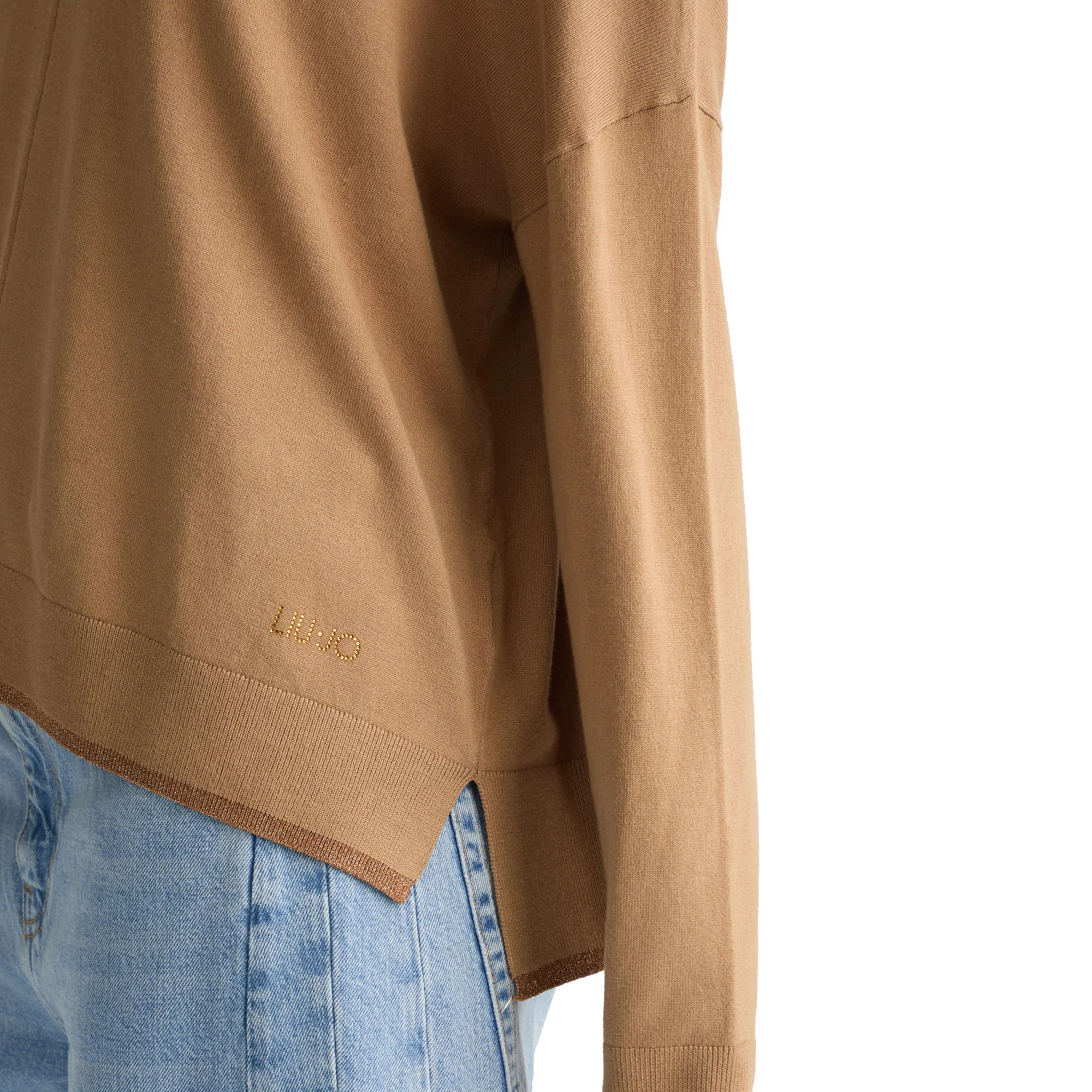 Maglia Donna Beige con interventi in lurex - Image 4