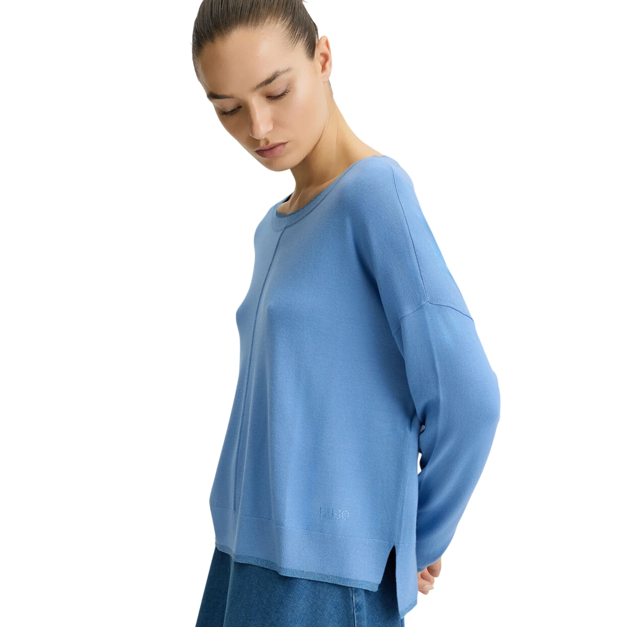 Maglia Donna Blu con interventi in lurex - Image 3