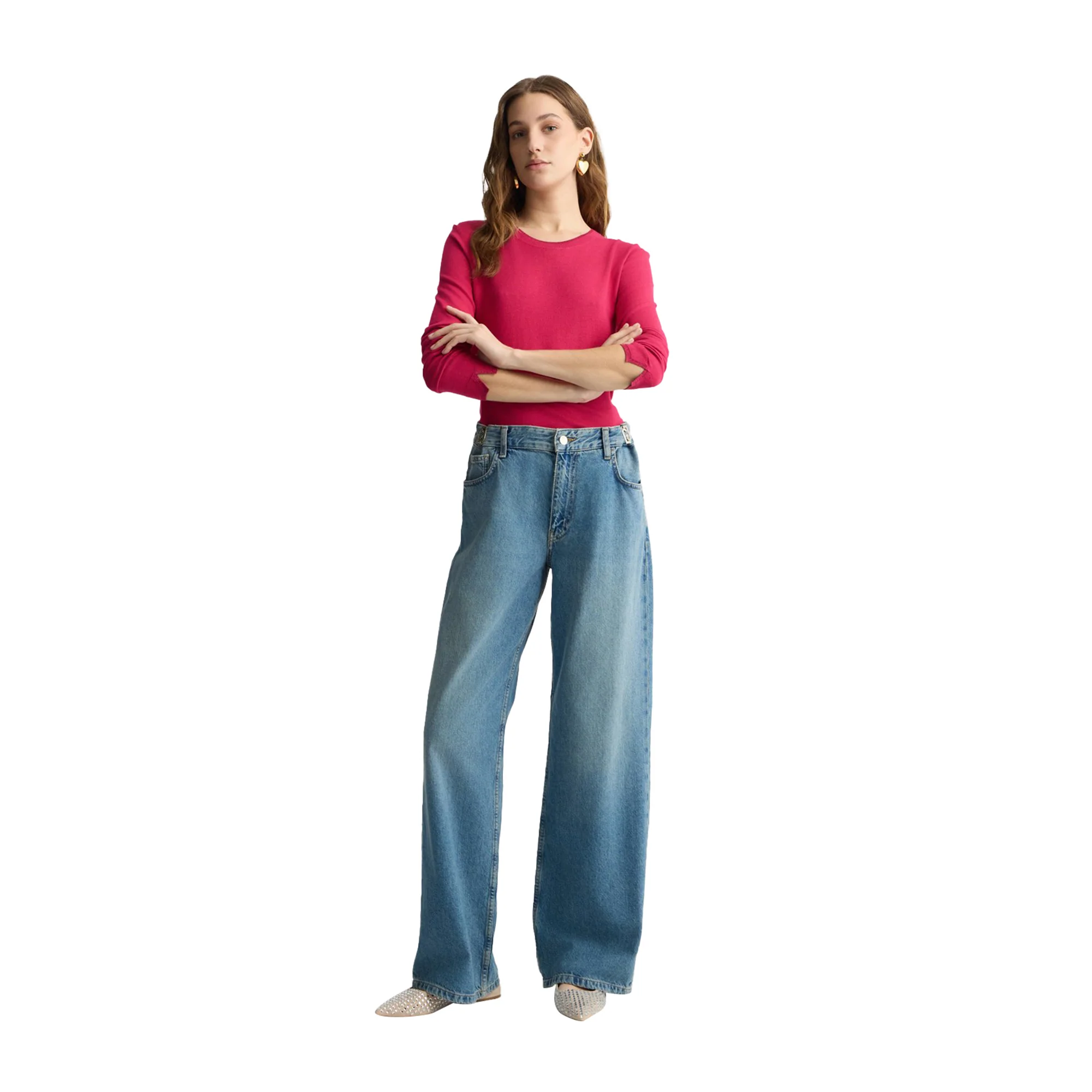 Maglia Donna Fucsia con spacchetti sui polsi - Image 4