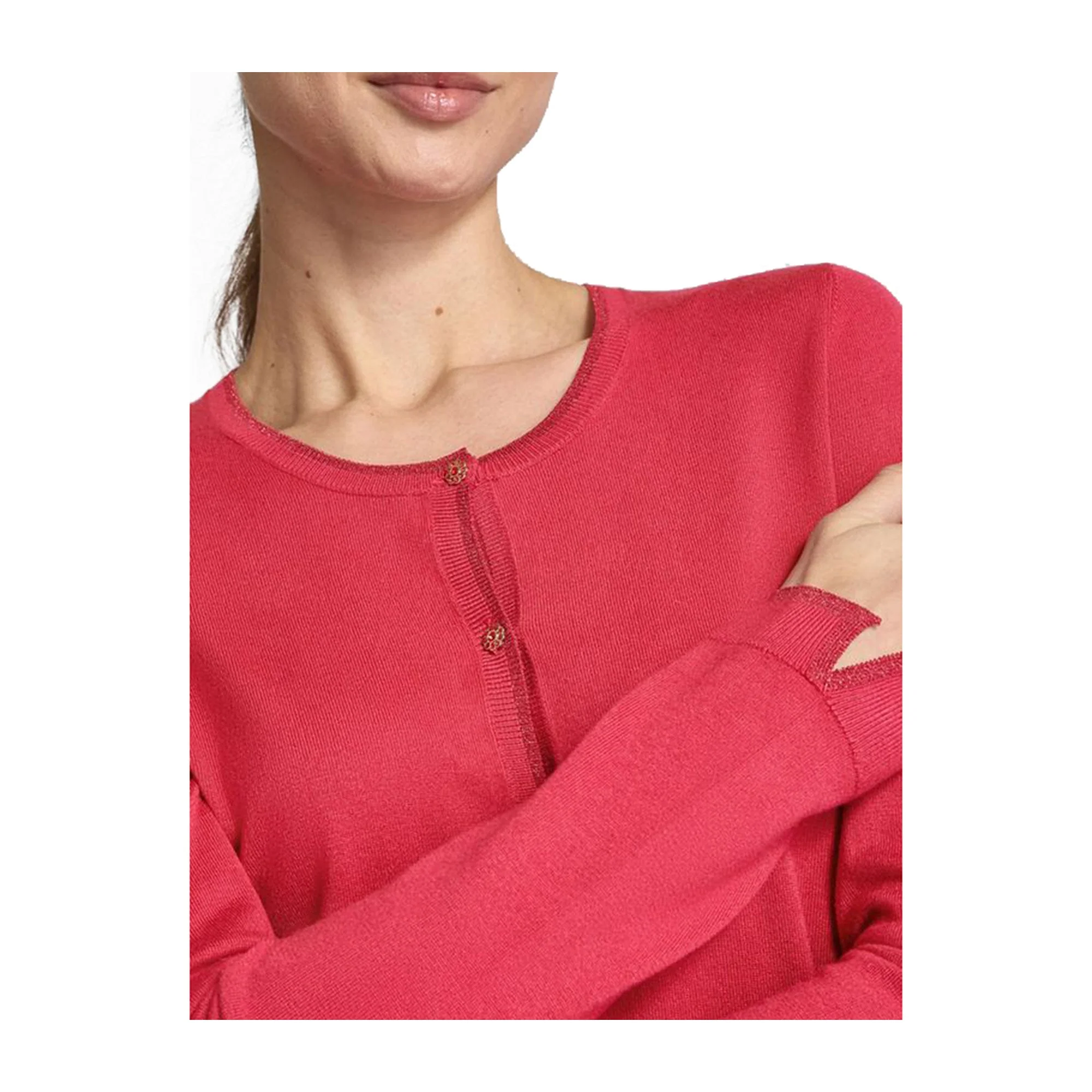 Cardigan Donna girocollo dettagli lurex - Image 4
