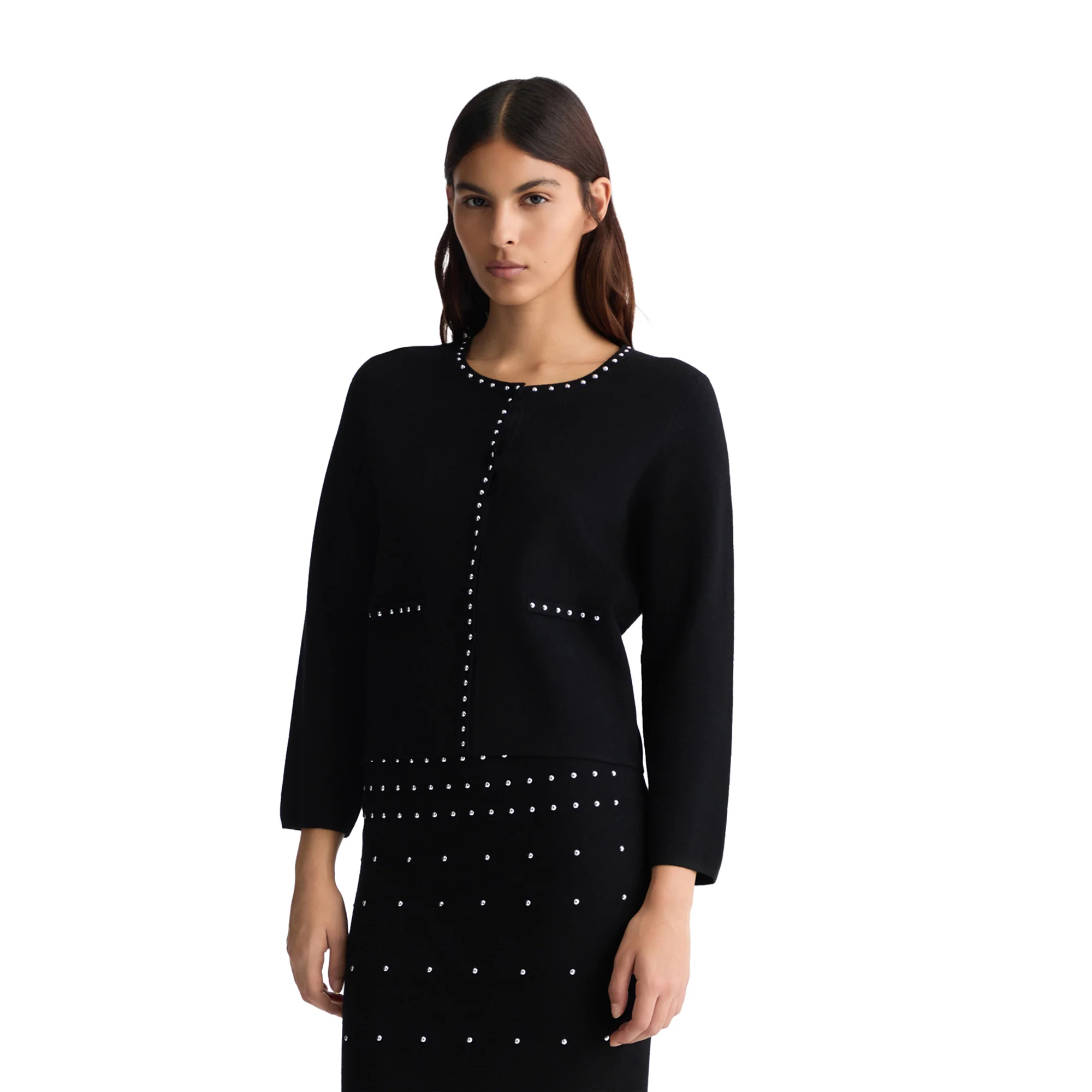 Giacca in maglia Donna con borchie Nero - Image 2
