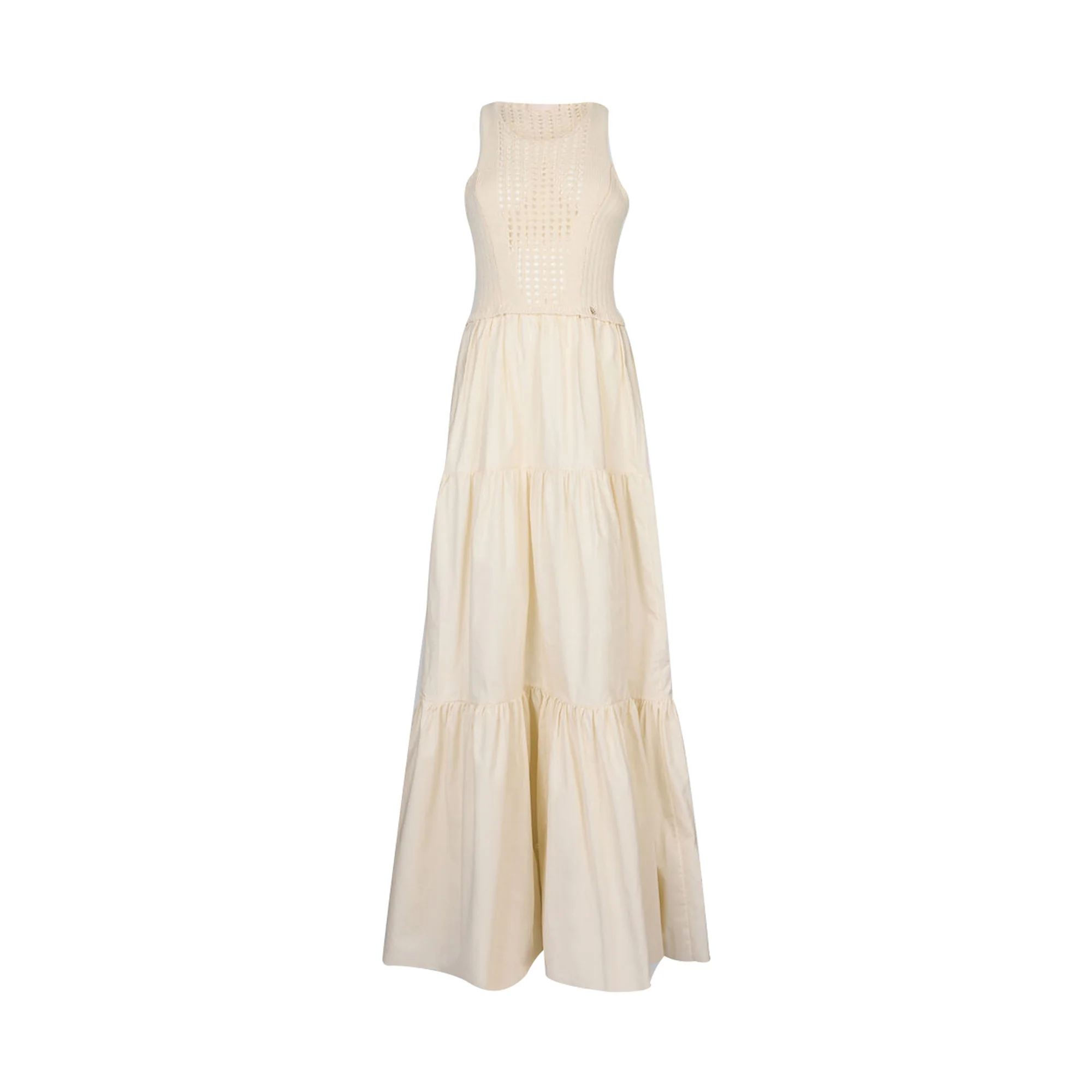 Abito lungo Donna in cotone beige