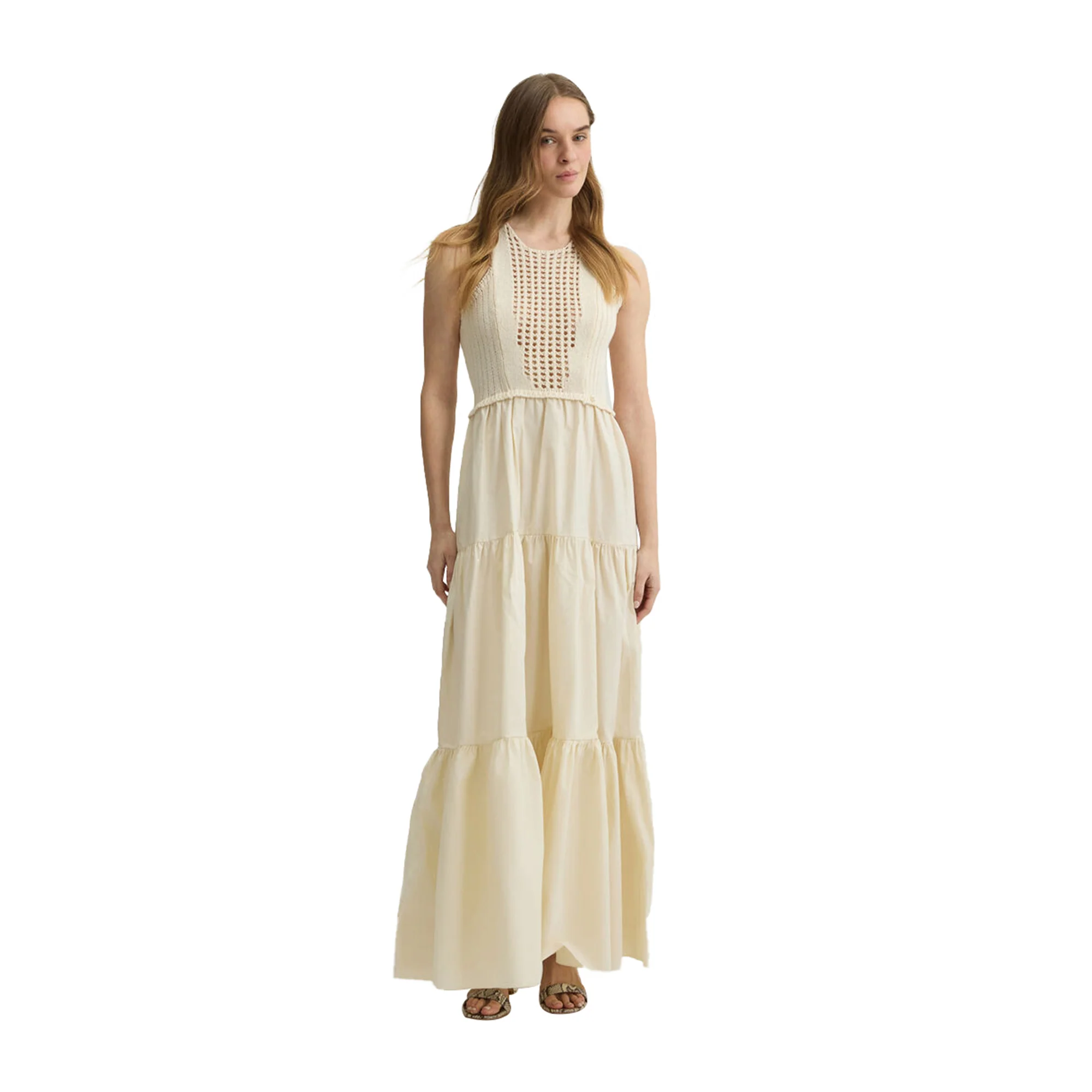 Abito lungo Donna in cotone beige - Image 2