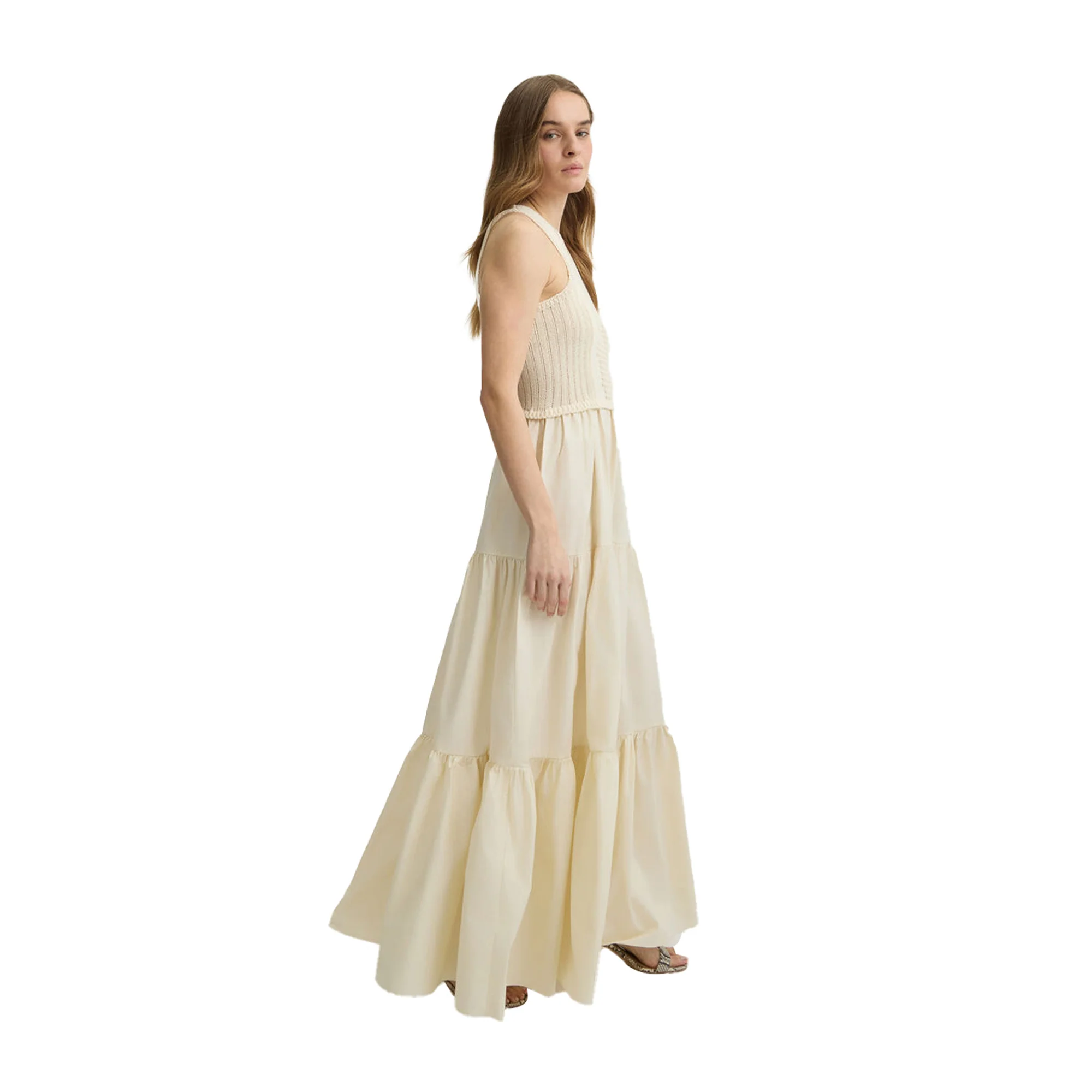 Abito lungo Donna in cotone beige - Image 3