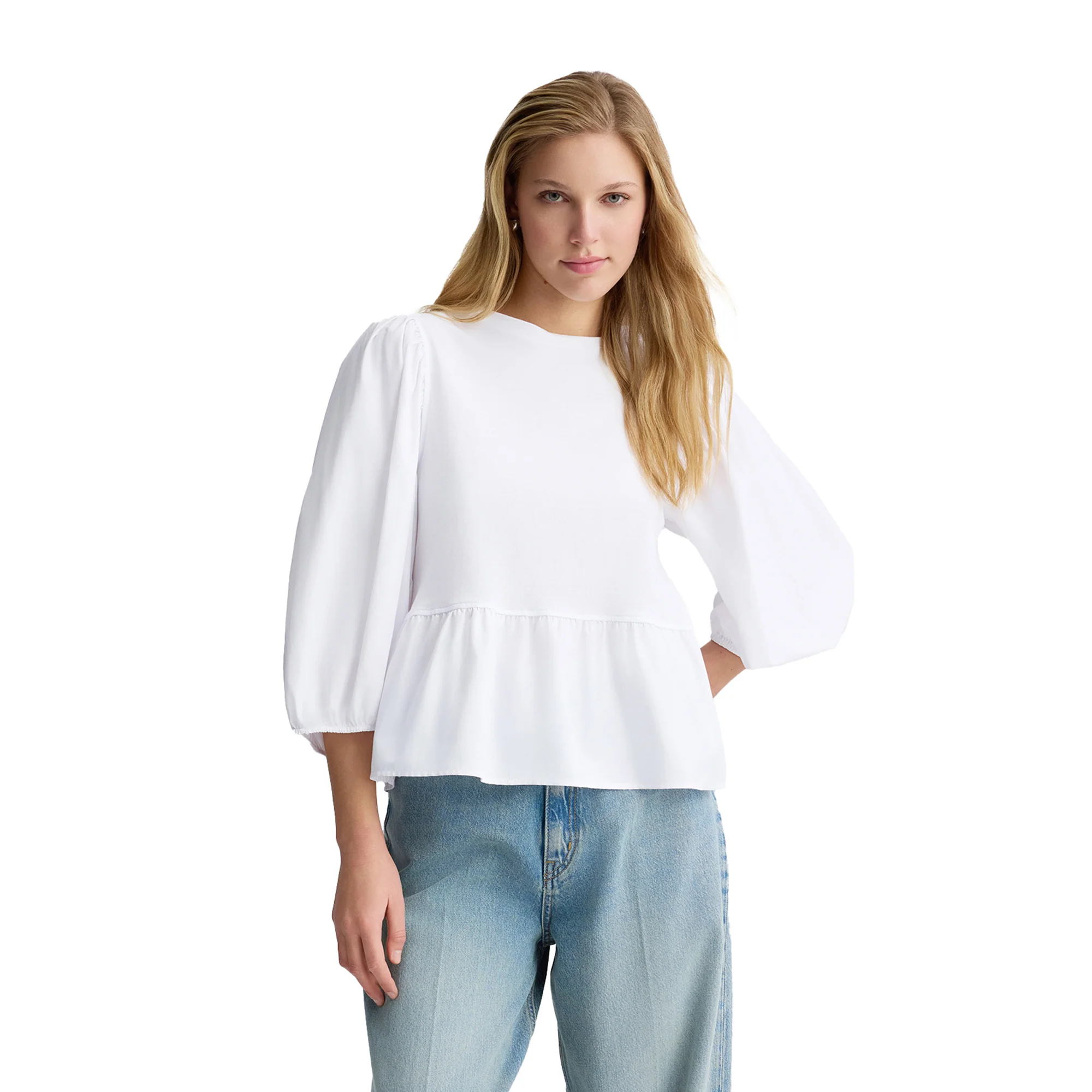 Blusa Donna in popeline Bianco - Image 2