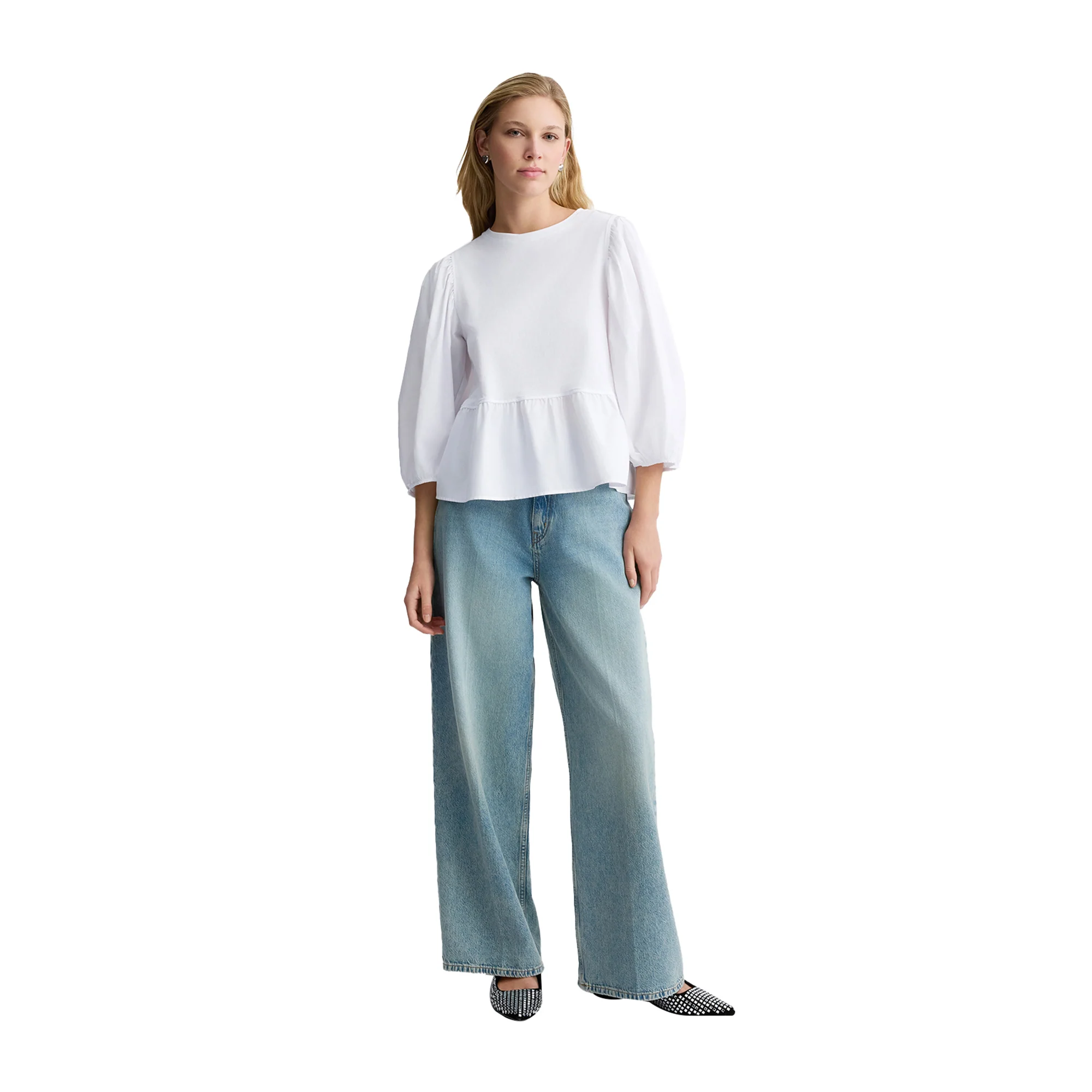 Blusa Donna in popeline Bianco - Image 4