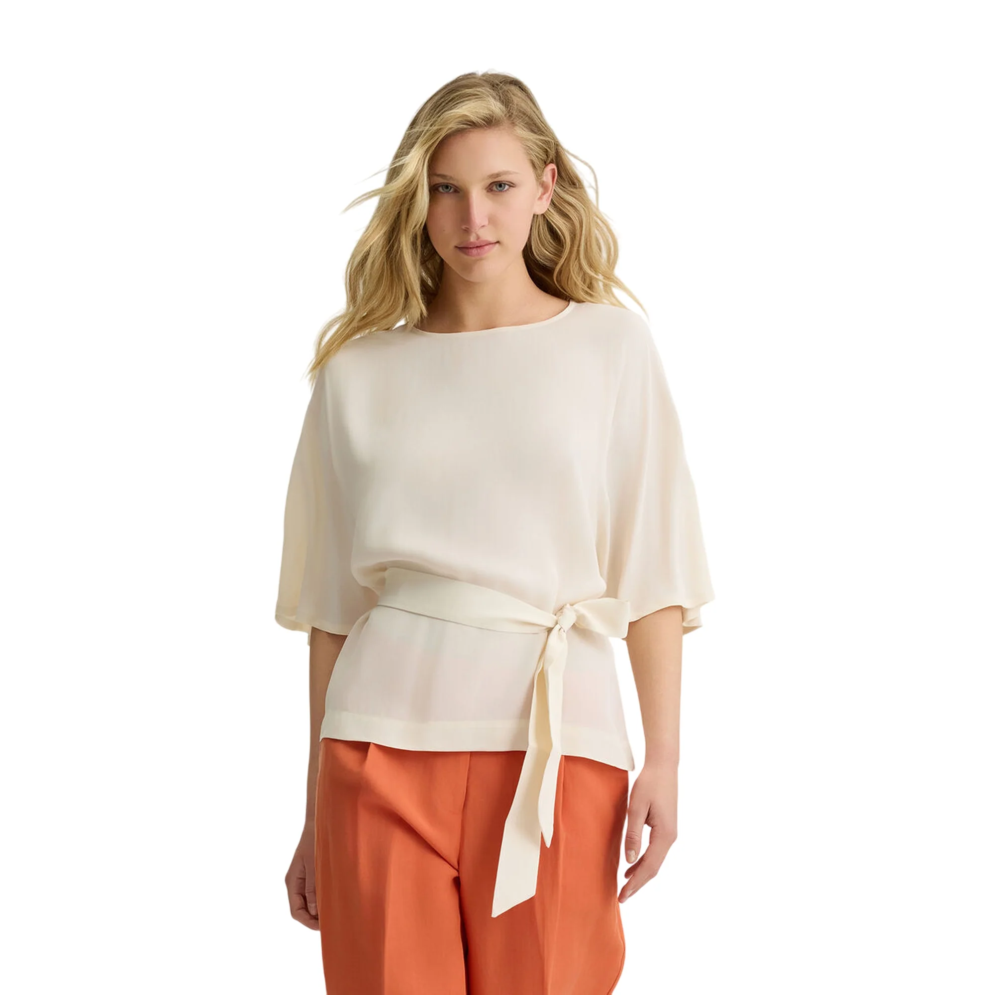 Blusa Donna con cintura in vita Beige