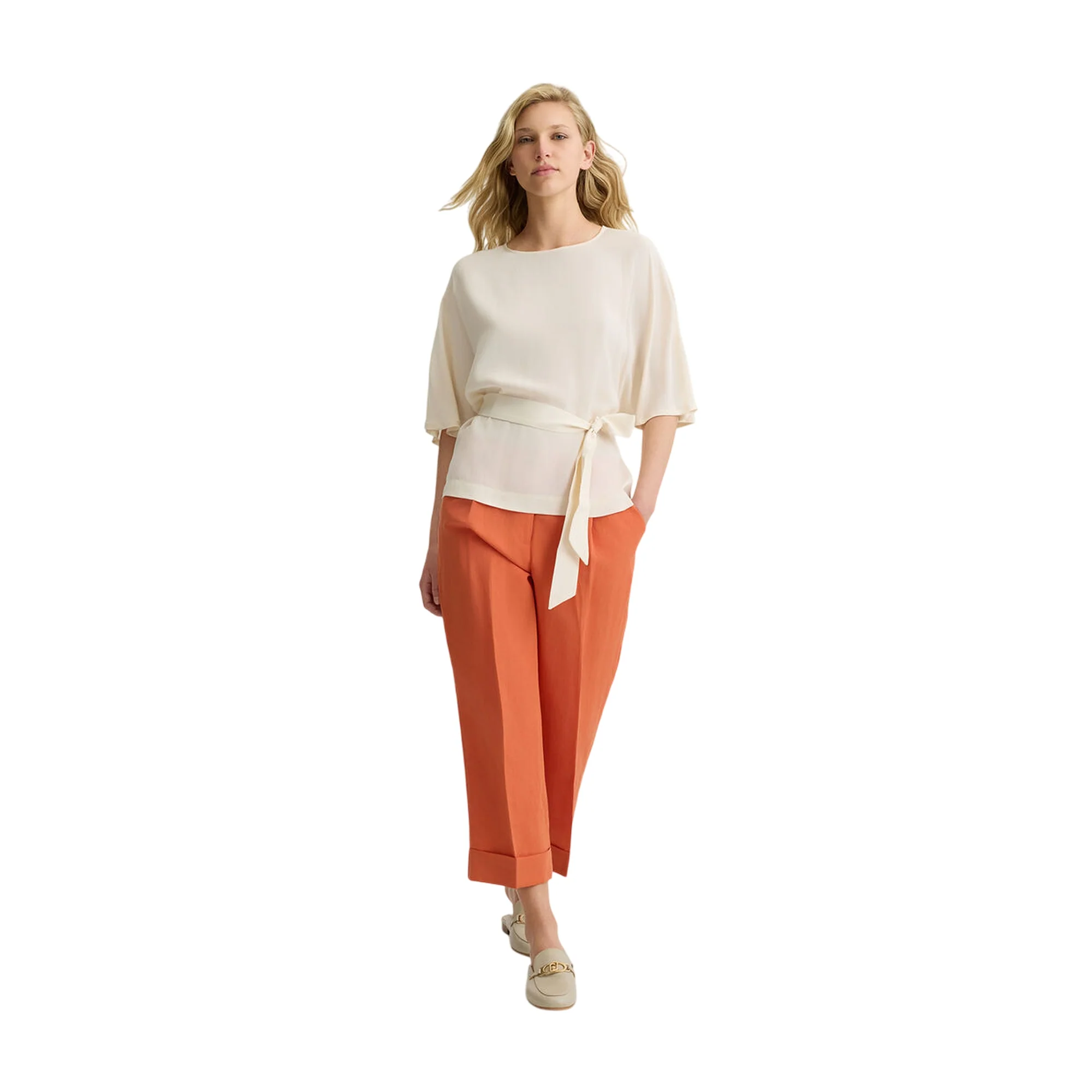 Blusa Donna con cintura in vita Beige - Image 3
