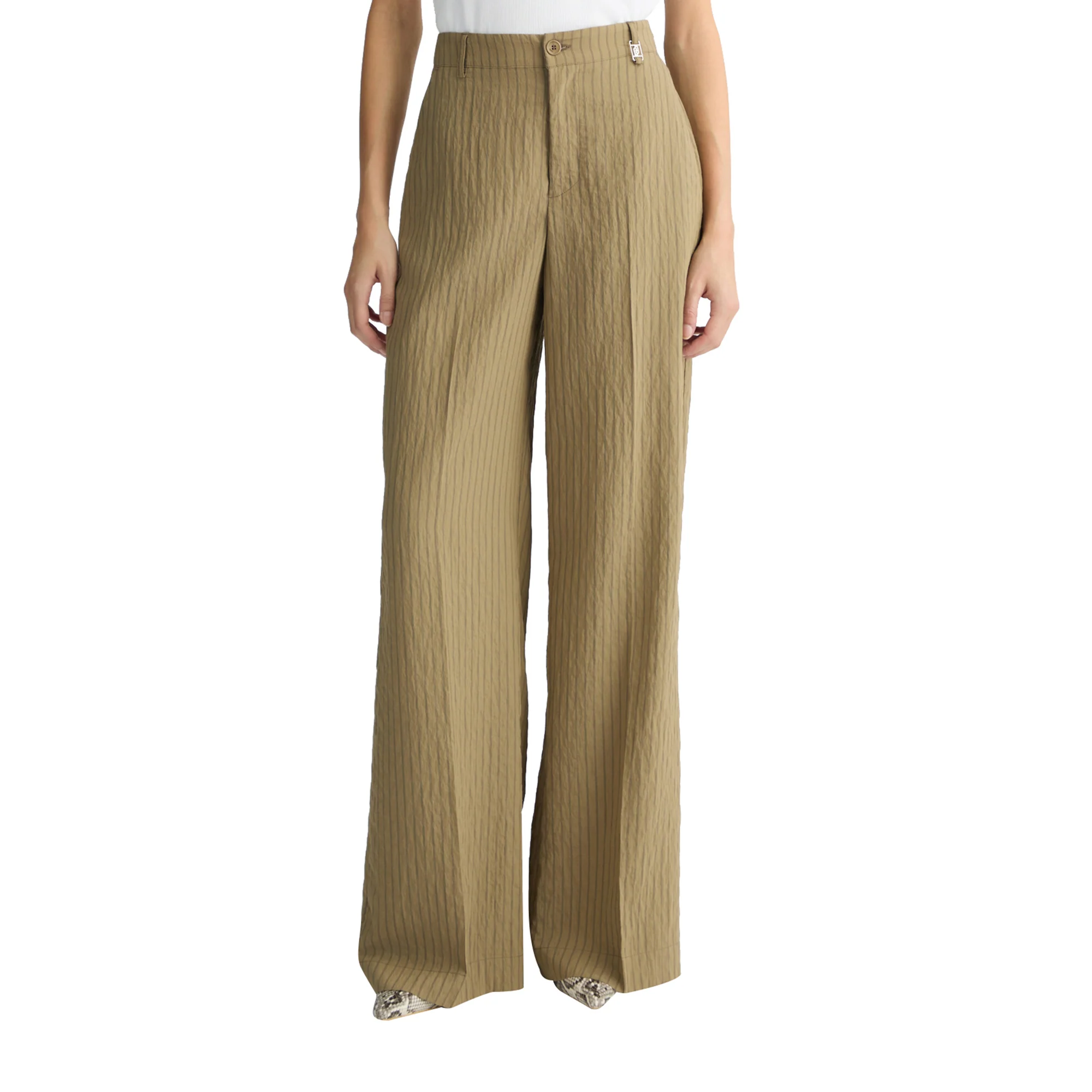 Pantaloni Donna flare a righe Verde - Image 2