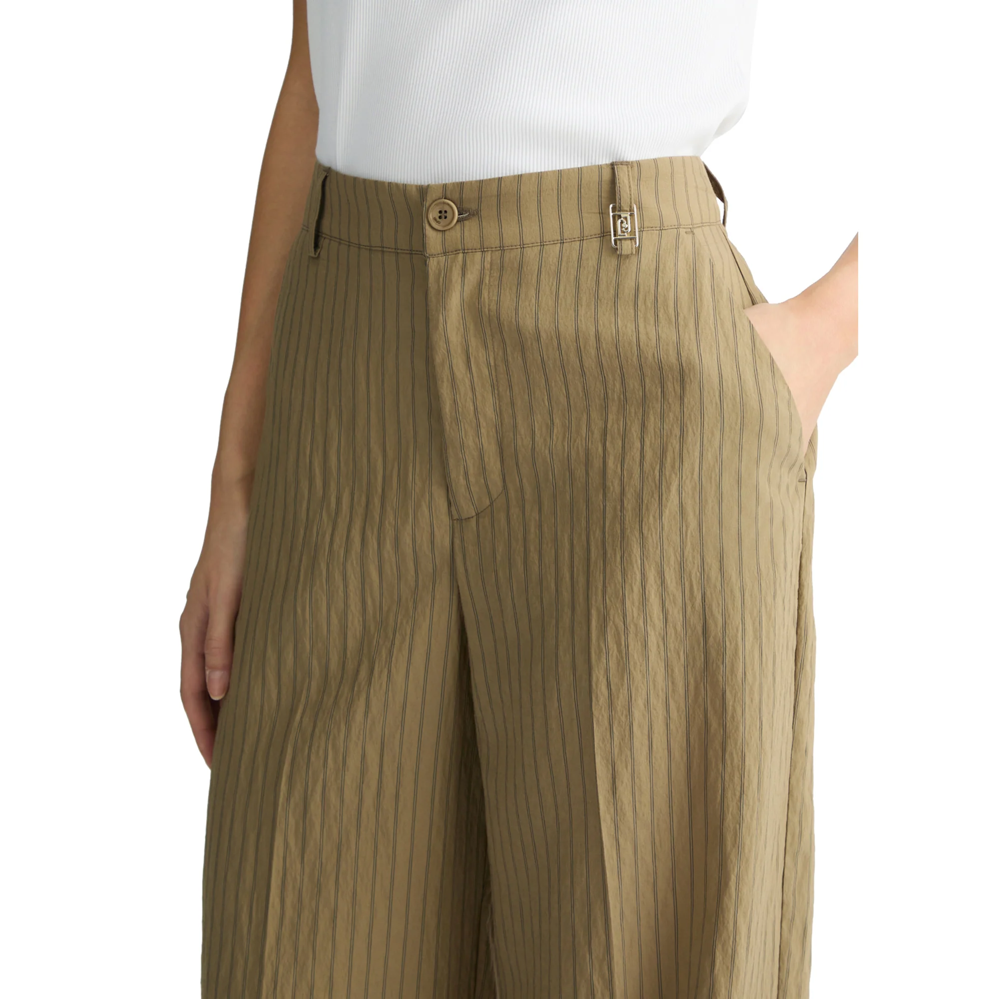 Pantaloni Donna flare a righe Verde - Image 4