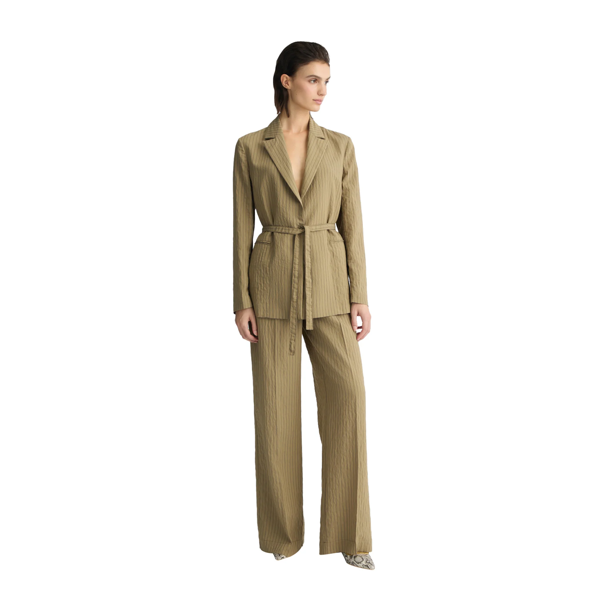 Pantaloni Donna flare a righe Verde - Image 5