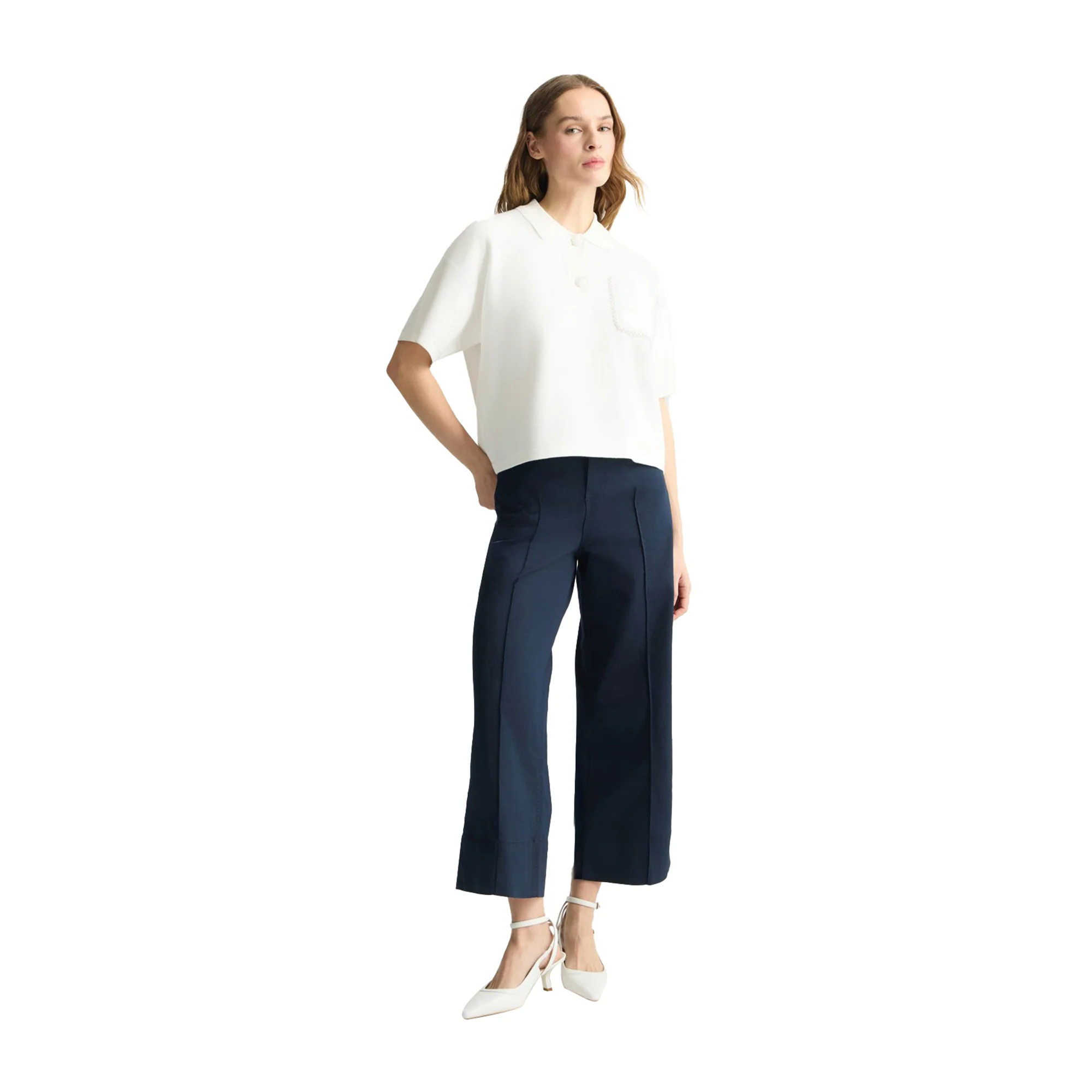 Pantaloni Flare Donna a vita alta Blu - Image 5