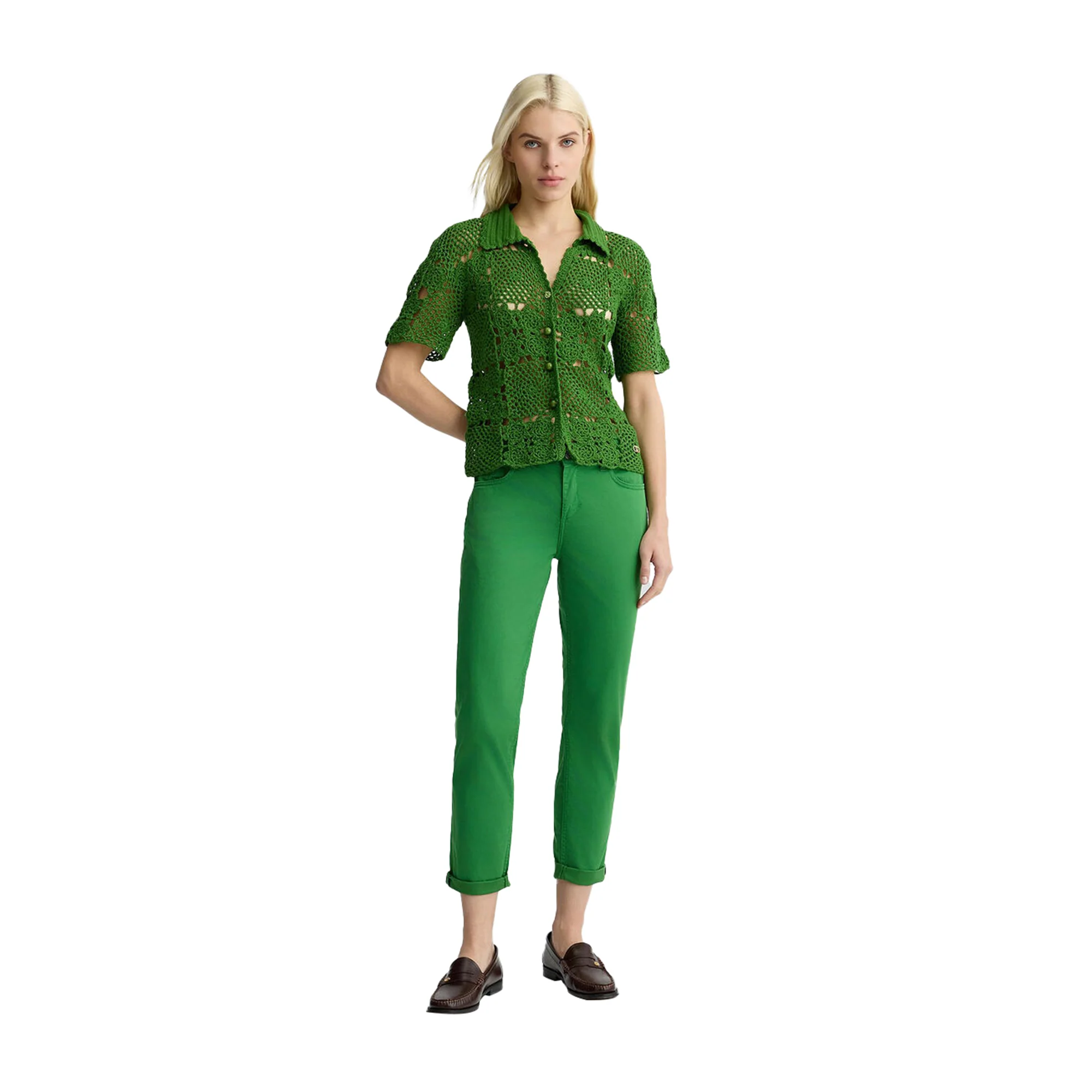 Pantaloni donna skinny cropped Verde - Image 5